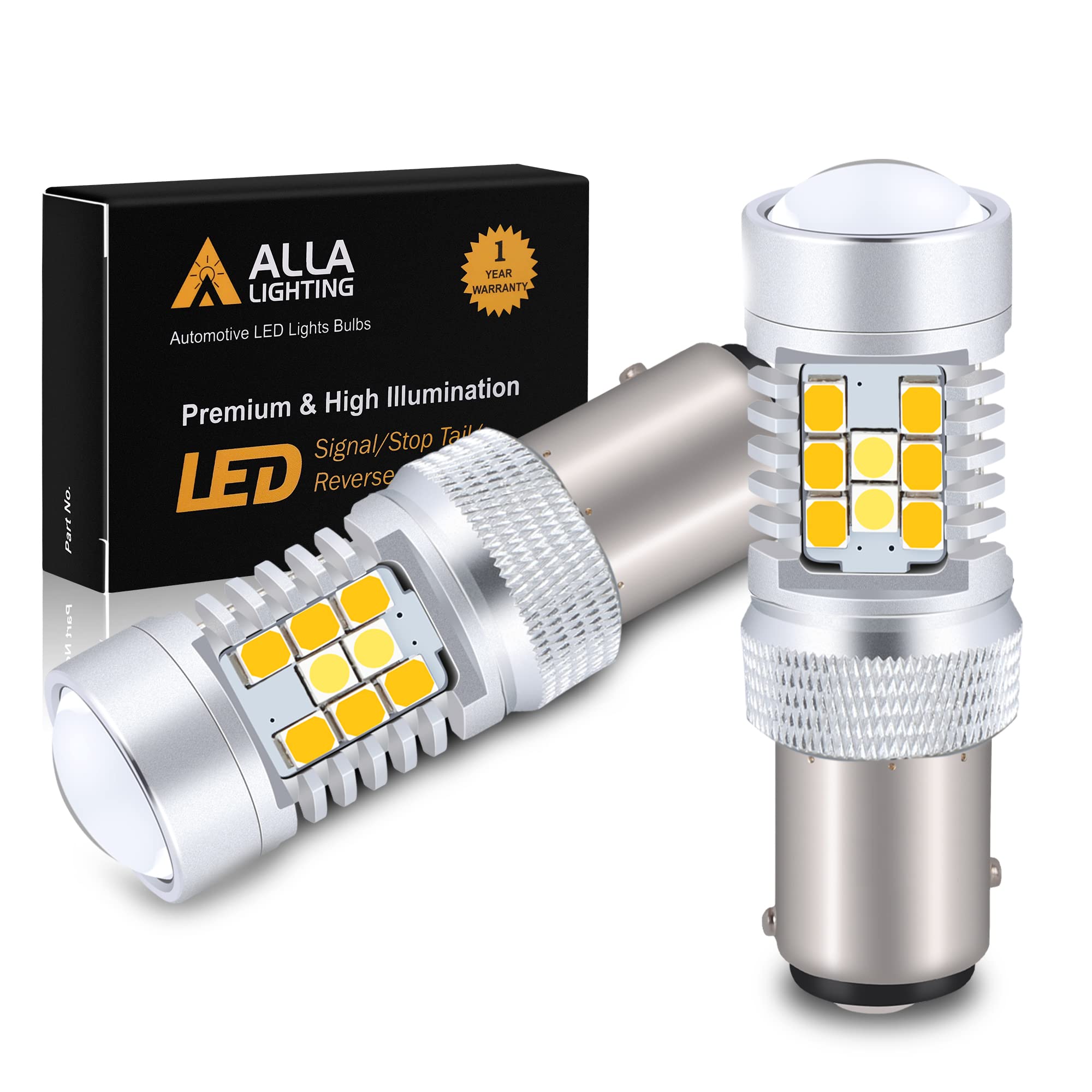 Alla Lighting BAY15D 1157 Switchback LED Turn Signal Lights, Dual Color Amber Yellow/6000K White 12V 3496 7528 2357NAK 2357AK Ex
