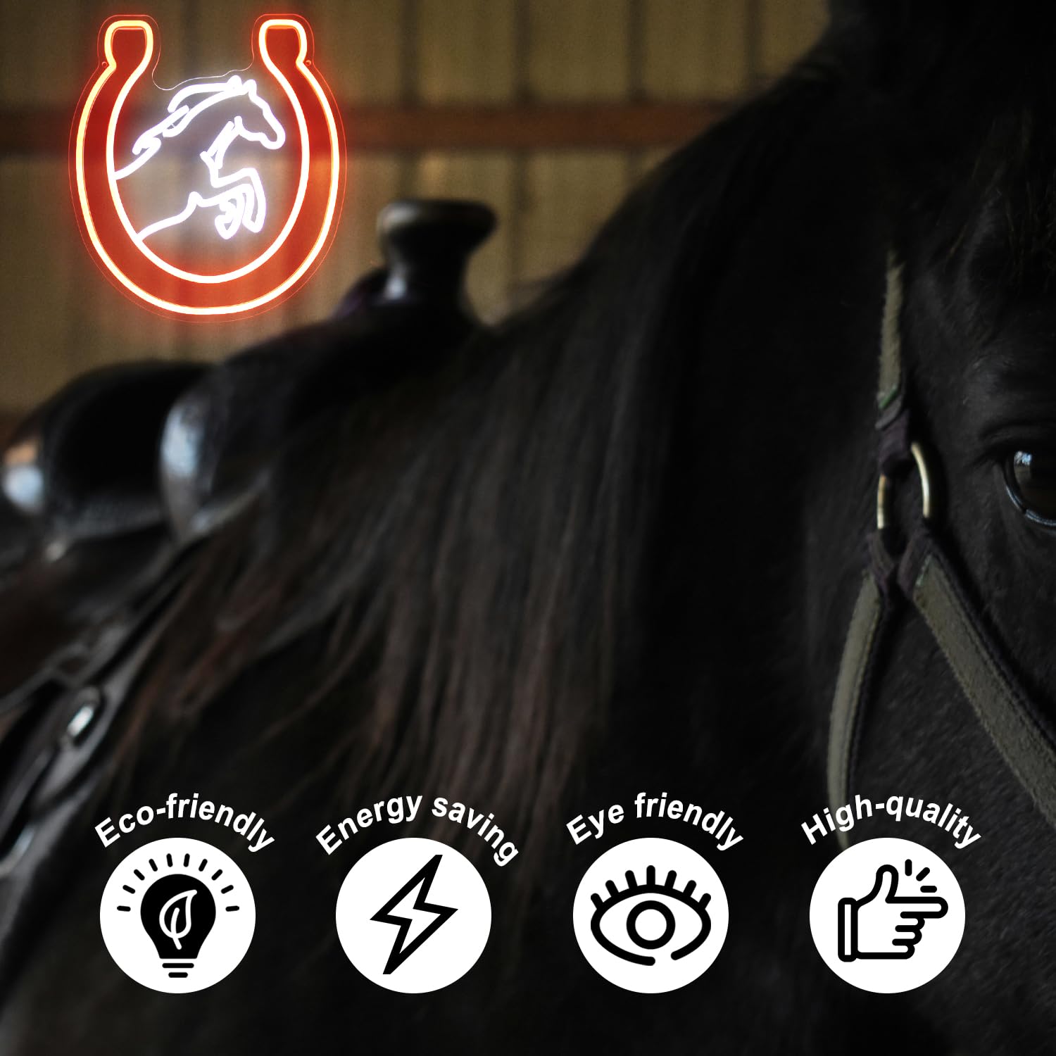 Kullneon Horse Neon Sign - LED Wall Light for Bedroom, Bar, Man Cave - 14.2 x 12.8 inches - Orange White Plastic Decor