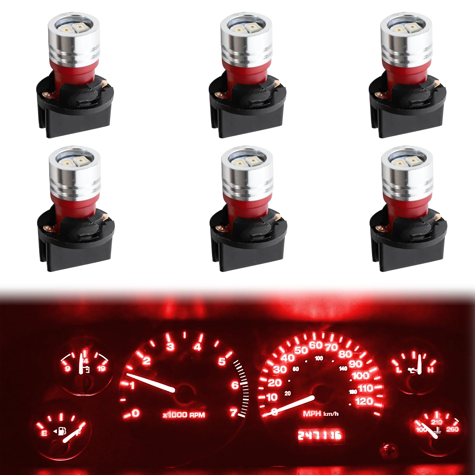 wuyaoyao 6PCS 194 LED Light Bulb  T10 168 W5W 2825 Car Led Lights Replacement Bulb  Super Bright LED Bulbs for Car Interior Dashboard Dome Map Door Dash Courtesy License Plate Lights (Red)