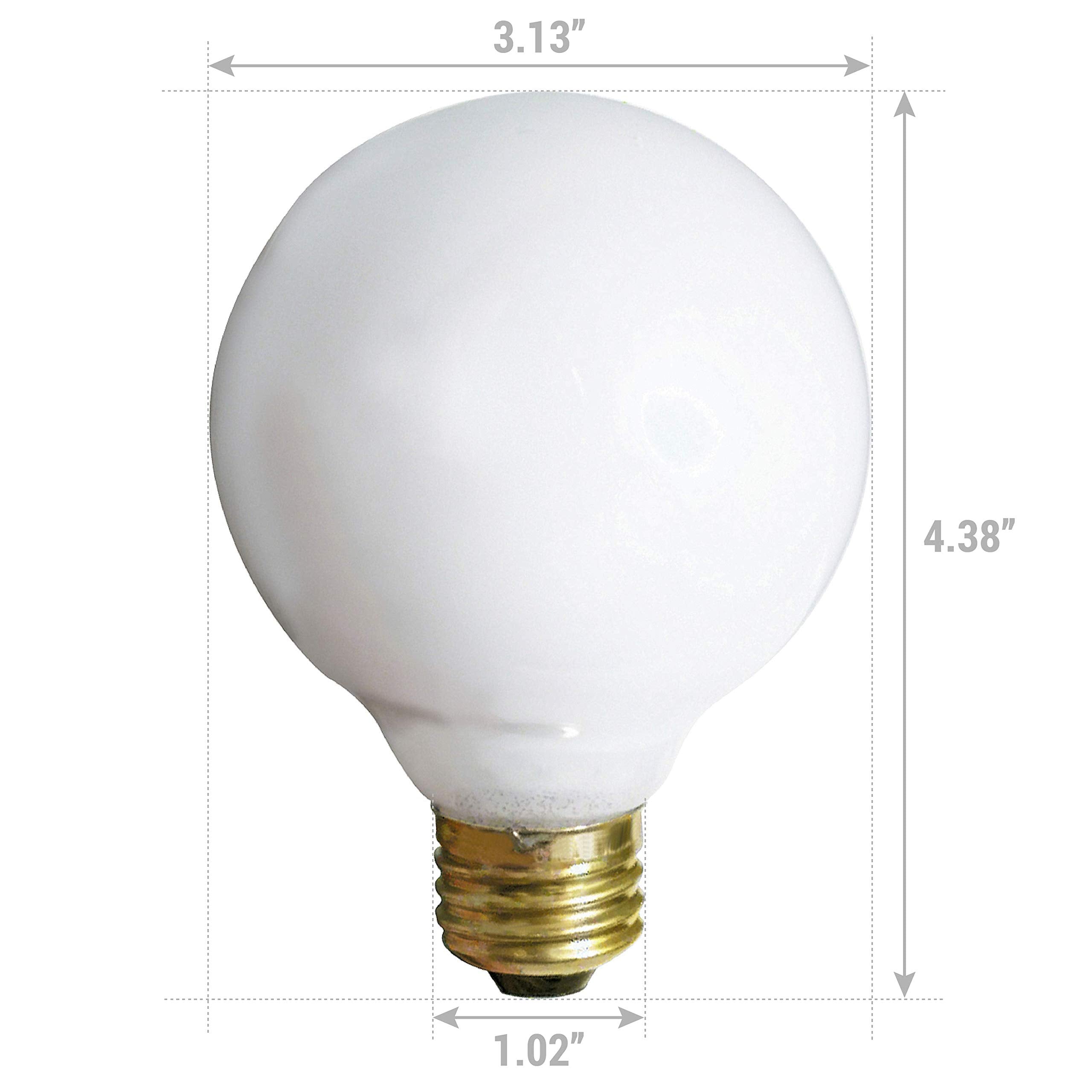 KOR G25 Incandescent Light Bulb 2700K Soft Light Dimmable 4 Pack White Finish 25-Watt