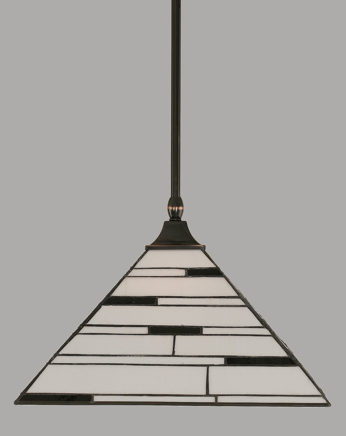 Toltec Lighting 13-Bc-952 Stem Hung Pendant With Square Fitter With 14&quot; Pearl Ebony Tiffany Glass, Black Copper Finish