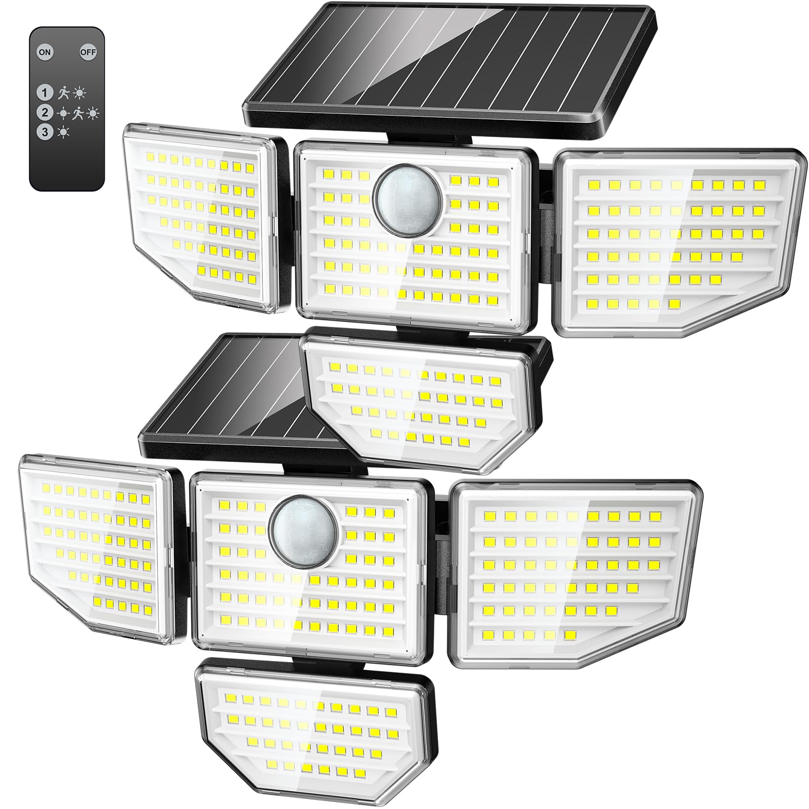 Adewalk Outdoor Solar Light - Upgrade 3000LM 188 LED Motion Sensor for 4 Heads IP65 Waterproof Powered Switch Control Darkroom B