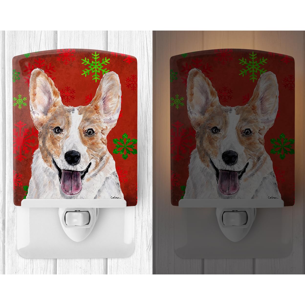Carolines Treasures Night Light, Cardigan Corgi, Ceramic, UL-Certified, 6x4x3, Multicolor, Model SC9744CNL
