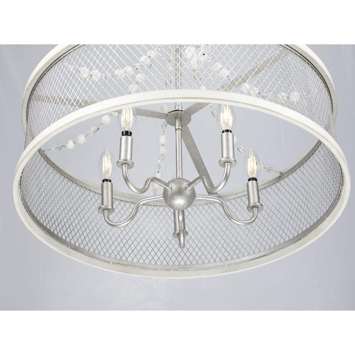 Progress Lighting Austelle 5-Light Farmhouse Chandelier, Galvanized Gray, 20"x24"x24", Alloy Steel, Model P400205-141