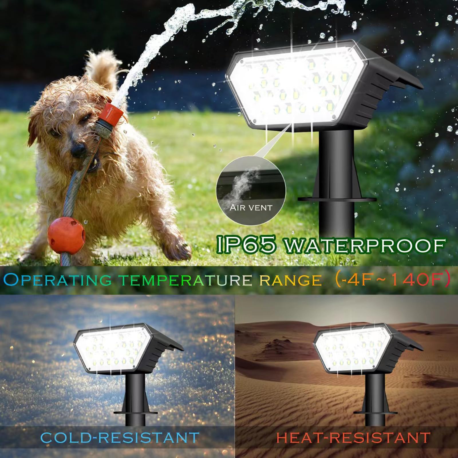 Satucol Solar Spot Lights Outdoor, 4 Pack, Waterproof IP65, Cool White, 2-in-1 Landscape Lighting, Model Satucol-A