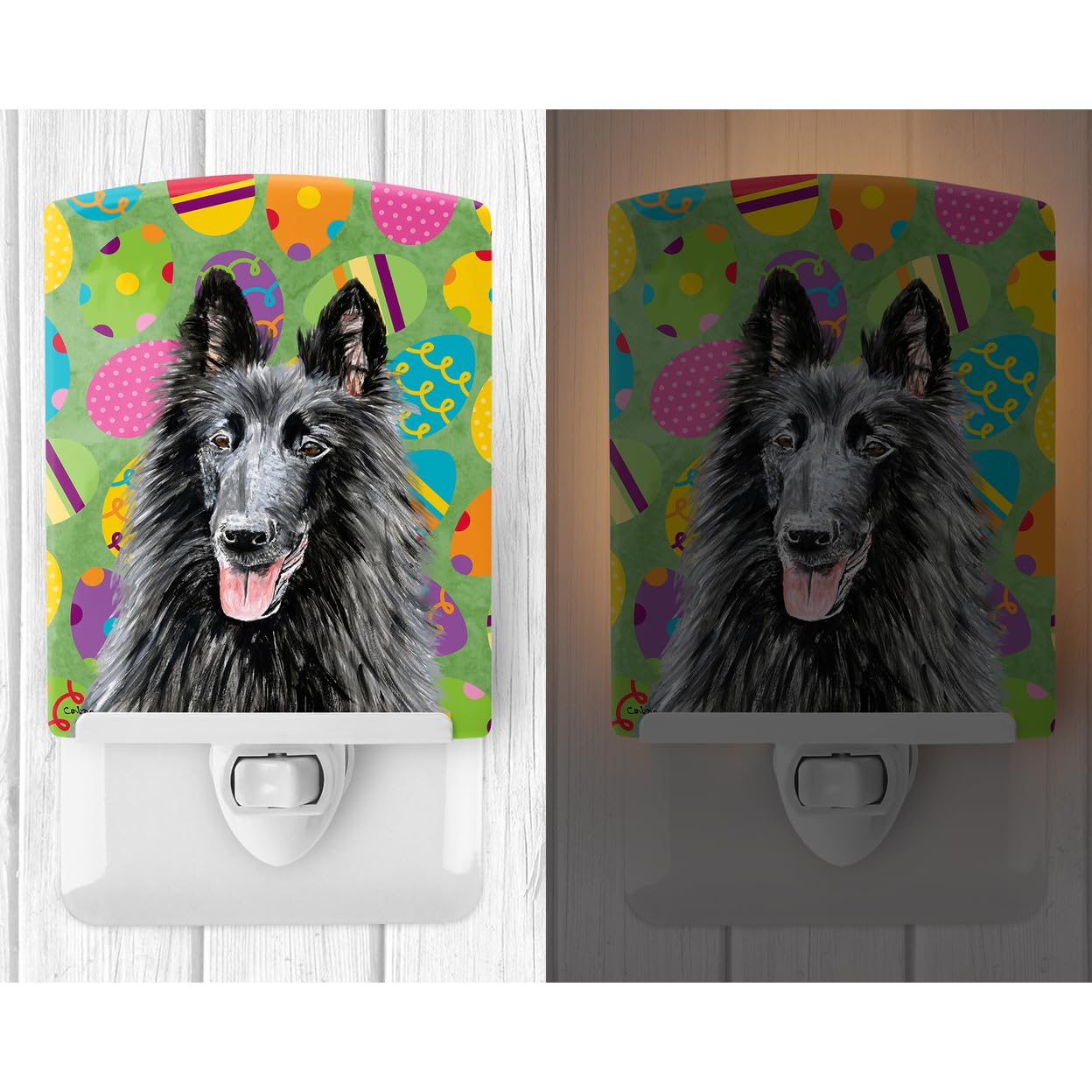 Carolines Treasures Night Light, Belgian Sheepdog, Ceramic, UL-Certified, 6x4x3in, Multicolor, Model SC9478CNL