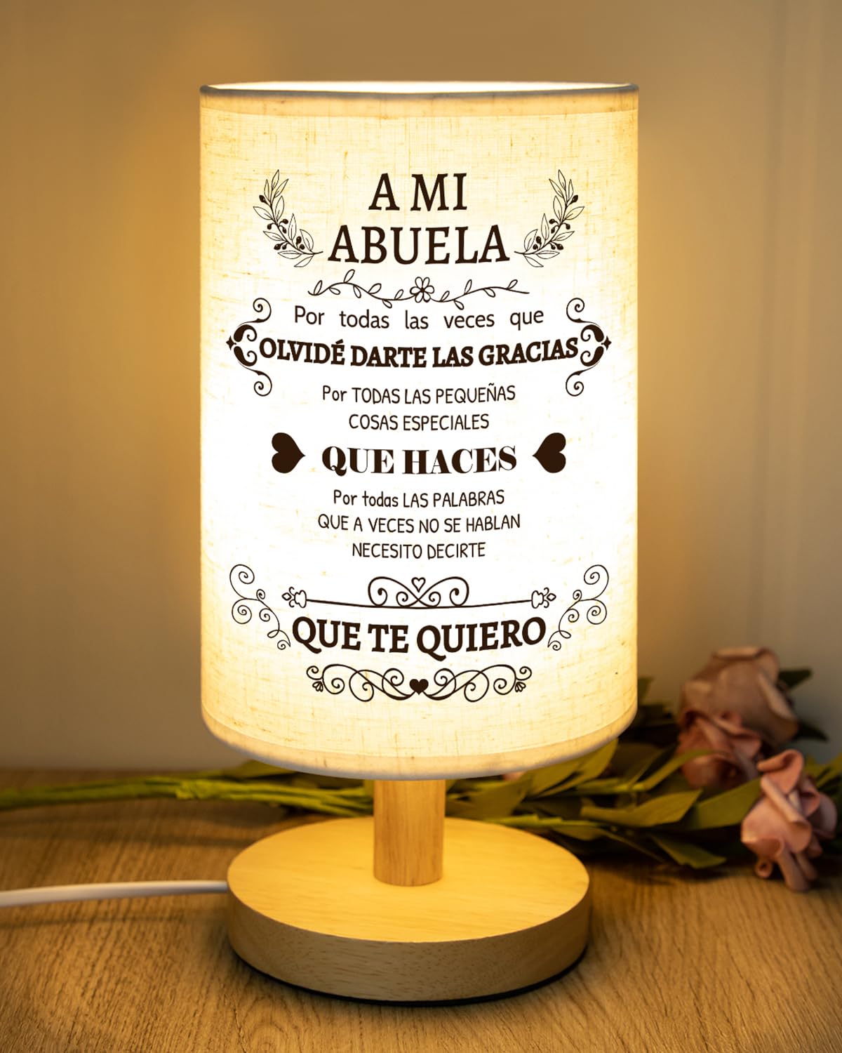 Souhoney Abuela Gifts Grandma Birthday In Spanish  Birthday Christmas Grandmother Gifts In Spanish For Grandma Lamp Mothers Day Fabric Desk Lamp Home Decor