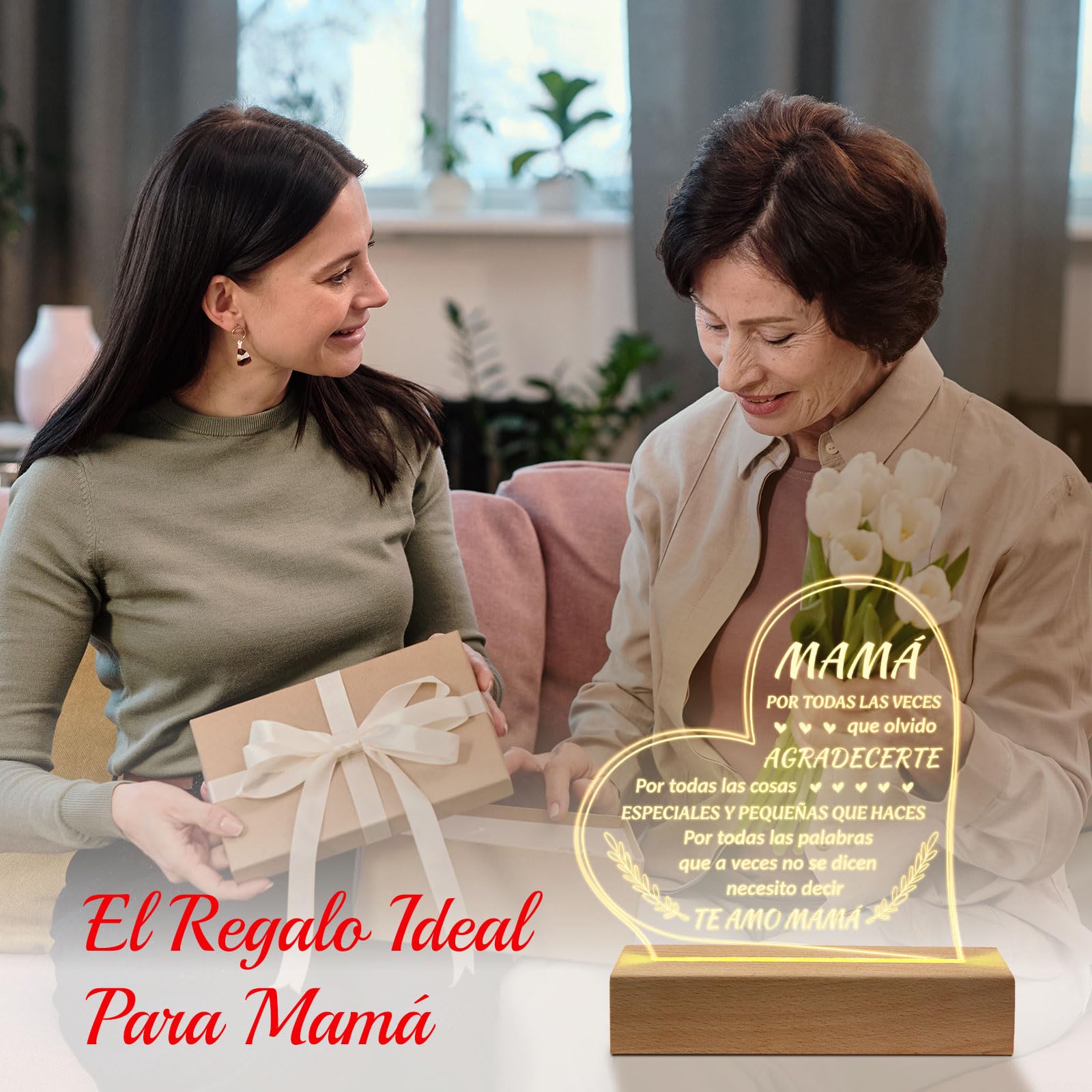 Regalos para Mam   - Engraved Wooden Base Lamp, Regalo de CumpleaOs para Mam   Mujers, Regalos para Mujer, Gifts for Mom