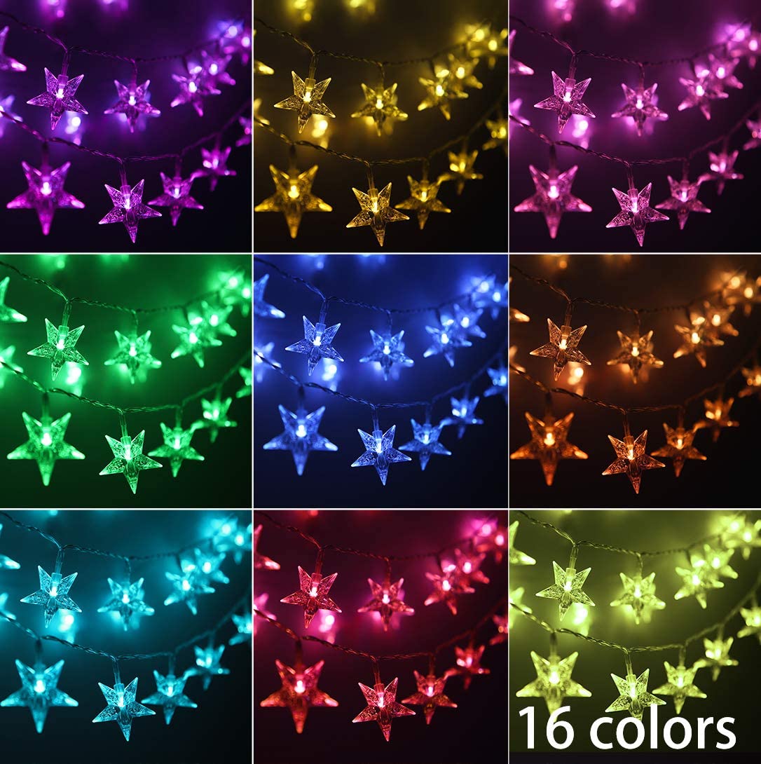 Minetom Star String Lights - 100 LED USB Color Changing, Waterproof, 33 ft, Warm White, Remote & Timer for Parties & Decor