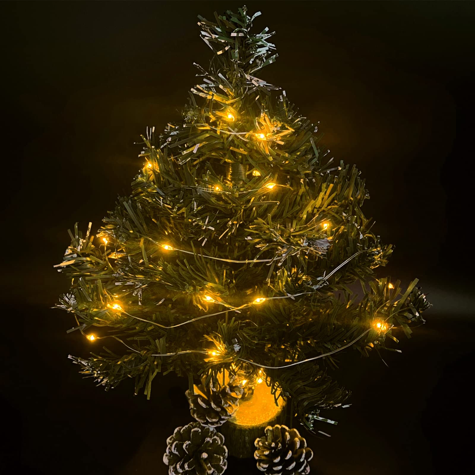 Yalilong With Timer Function Battery Operated Dewdrop Led Lights,Mini Fairy Lights For Home Parties Christmas/Halloween Holiday Decoration,6 Hours On/18 Hours Off,30 Leds,10 Feet (Yellow, 4)