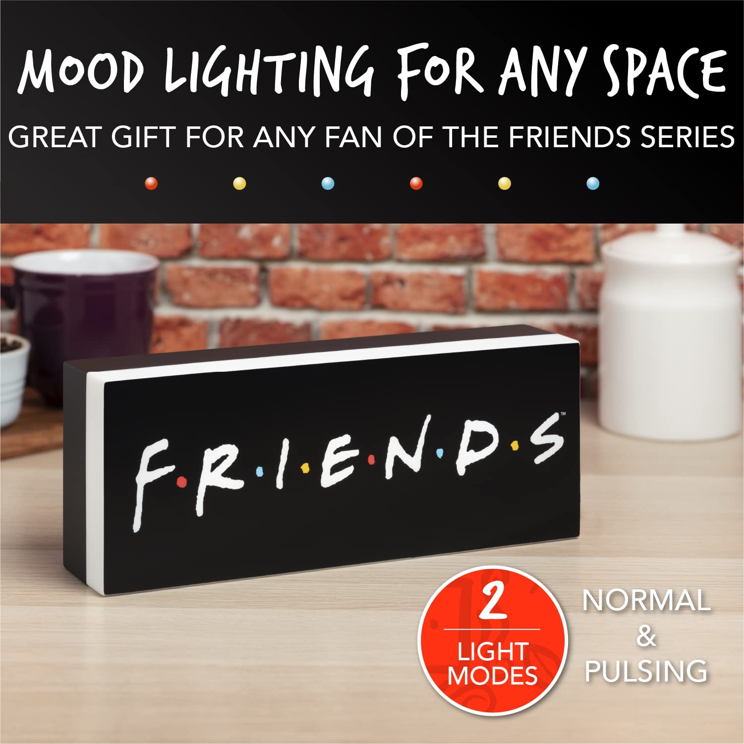 Paladone Friends Logo Light - Officially Licensed Friends TV Show - USB or Battery Powered D  cor, Black and White