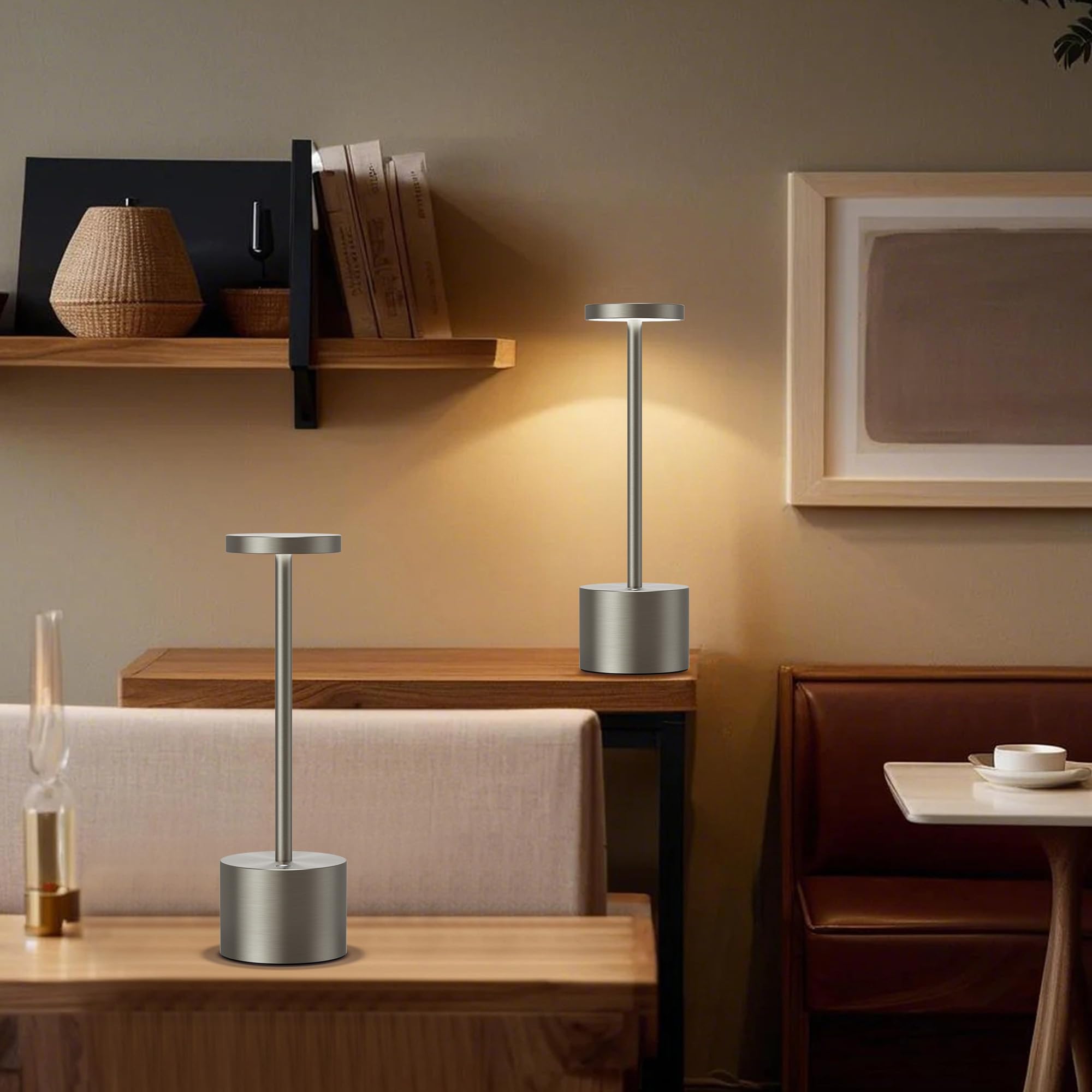 YIBEN Cordless Table Lamp, Rechargeable LED Battery 6000mAh Metal USB Portable Powered Desk Lamp, 3 Levels Brightness Light for