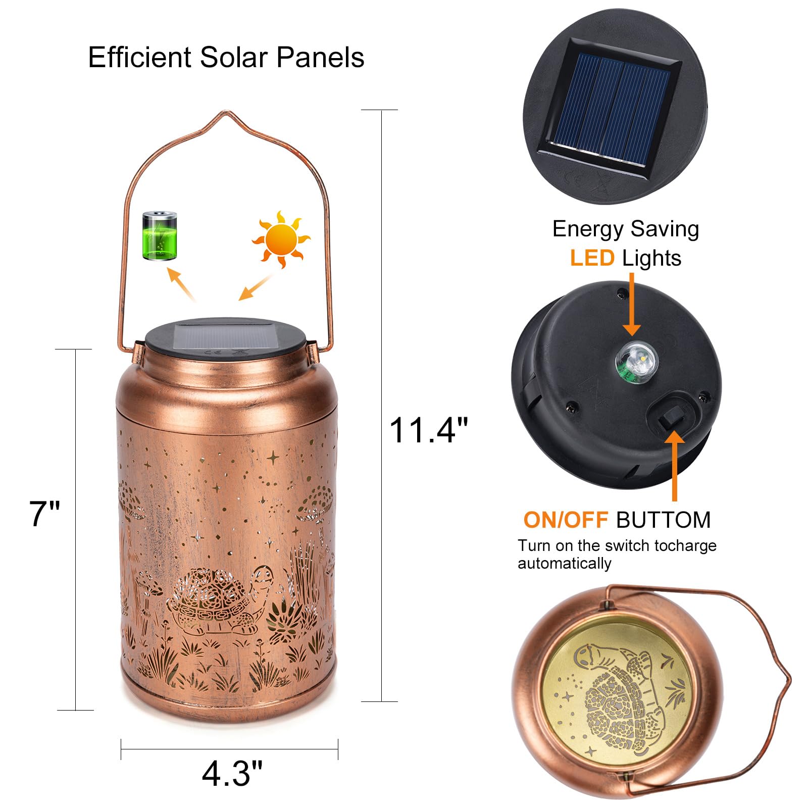 2 Pack Turtle Solar Lanterns Outdoor Waterproof - Birthday Gifts For Women, Men, Mom, Tortoise Solar Lights Outdoor Hanging Gard