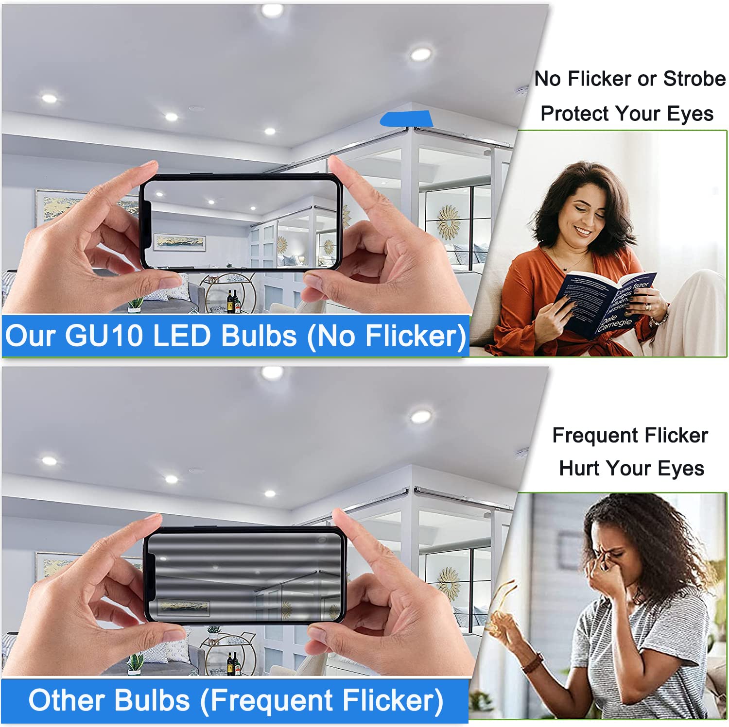 Vinaco Gu10 Led Bulb 5000K Daylight, 6 Pack Gu10 Bulb 50 Watt Halogen Equivalent, Long Lifespan 500Lm Mr16 Led Bulb Non-Dimmable