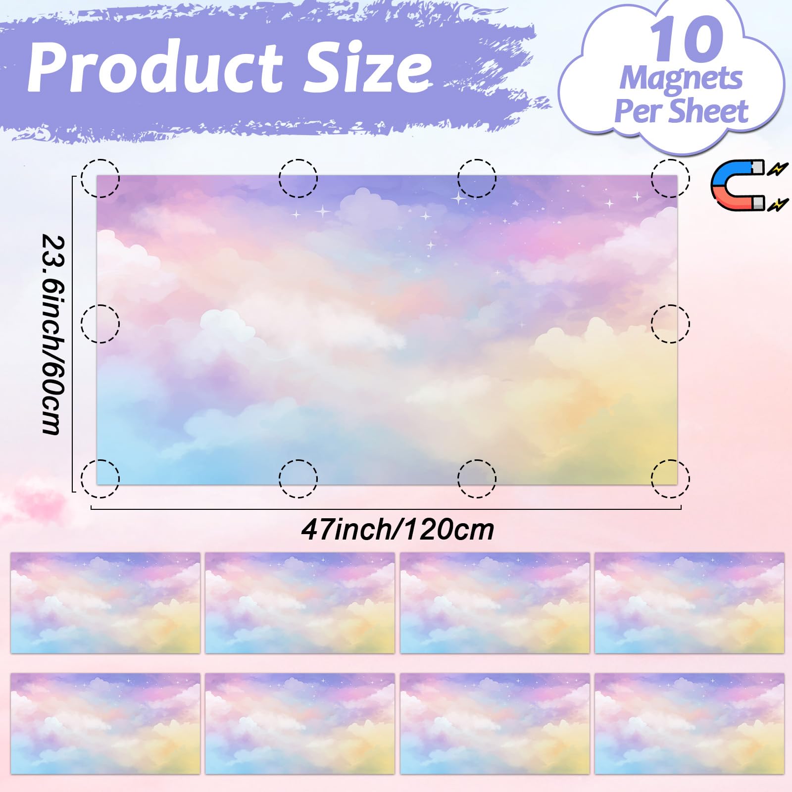 Wiooffen 8 Pcs Fluorescent Light Covers - 4x2 Feet, Polyester, Rainbow Color, Easy Install for Classroom & Office
