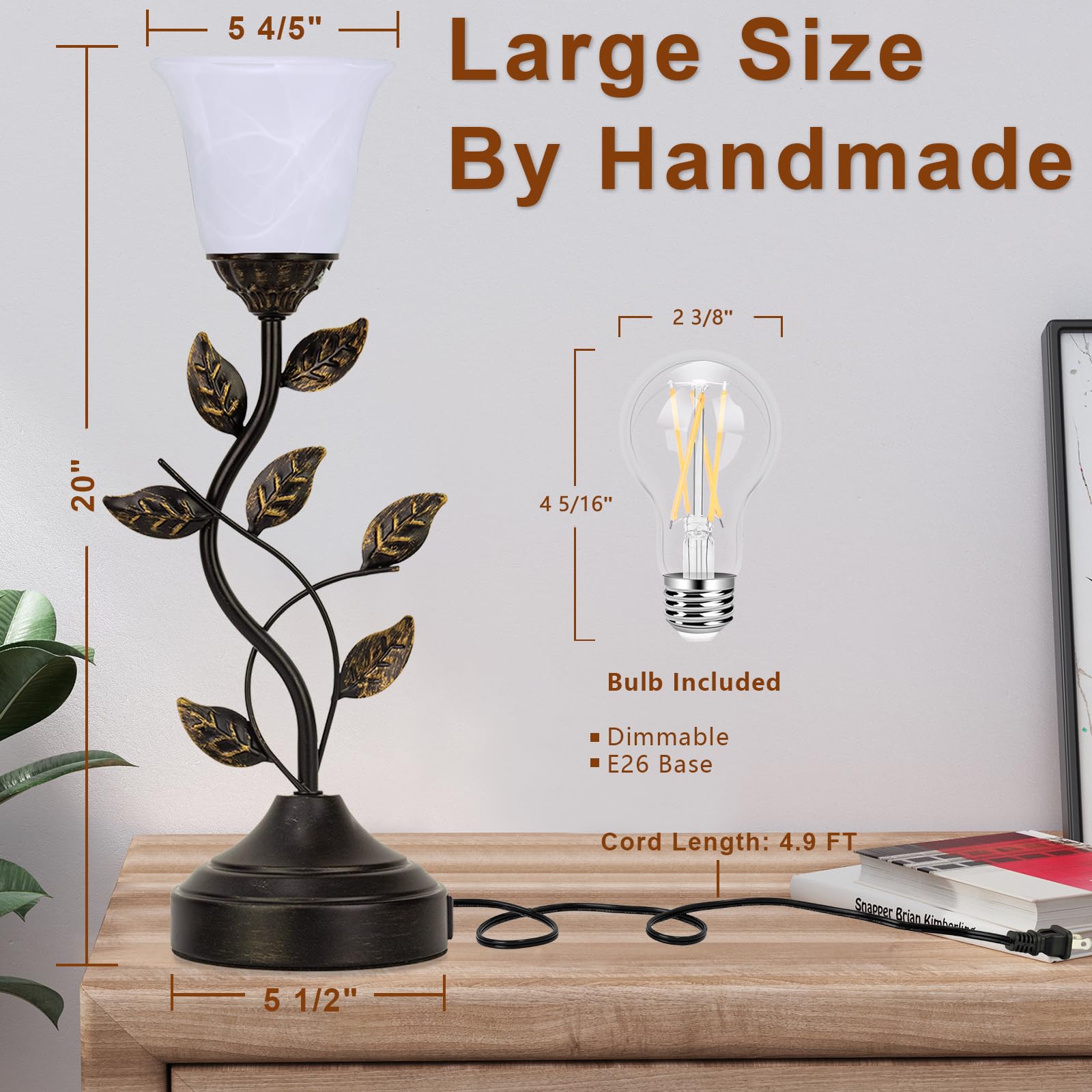Bedside Lamps Set Of 2, 20 Inch Retro Style Table Lamp For Bedroom Touch Control 3-Way Dimmable With Usb C+A Charging Ports, Tor