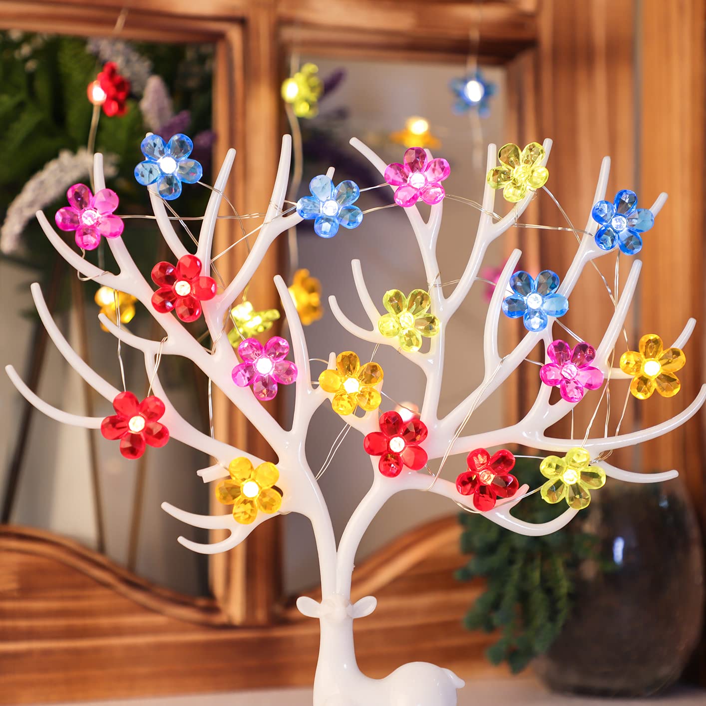 Silverstro Flower Led Lights With Remote Usb & Battery Operated 10Ft 30Leds String Lights - Home Wedding Birthday Party Ocean Holiday Easter Decor