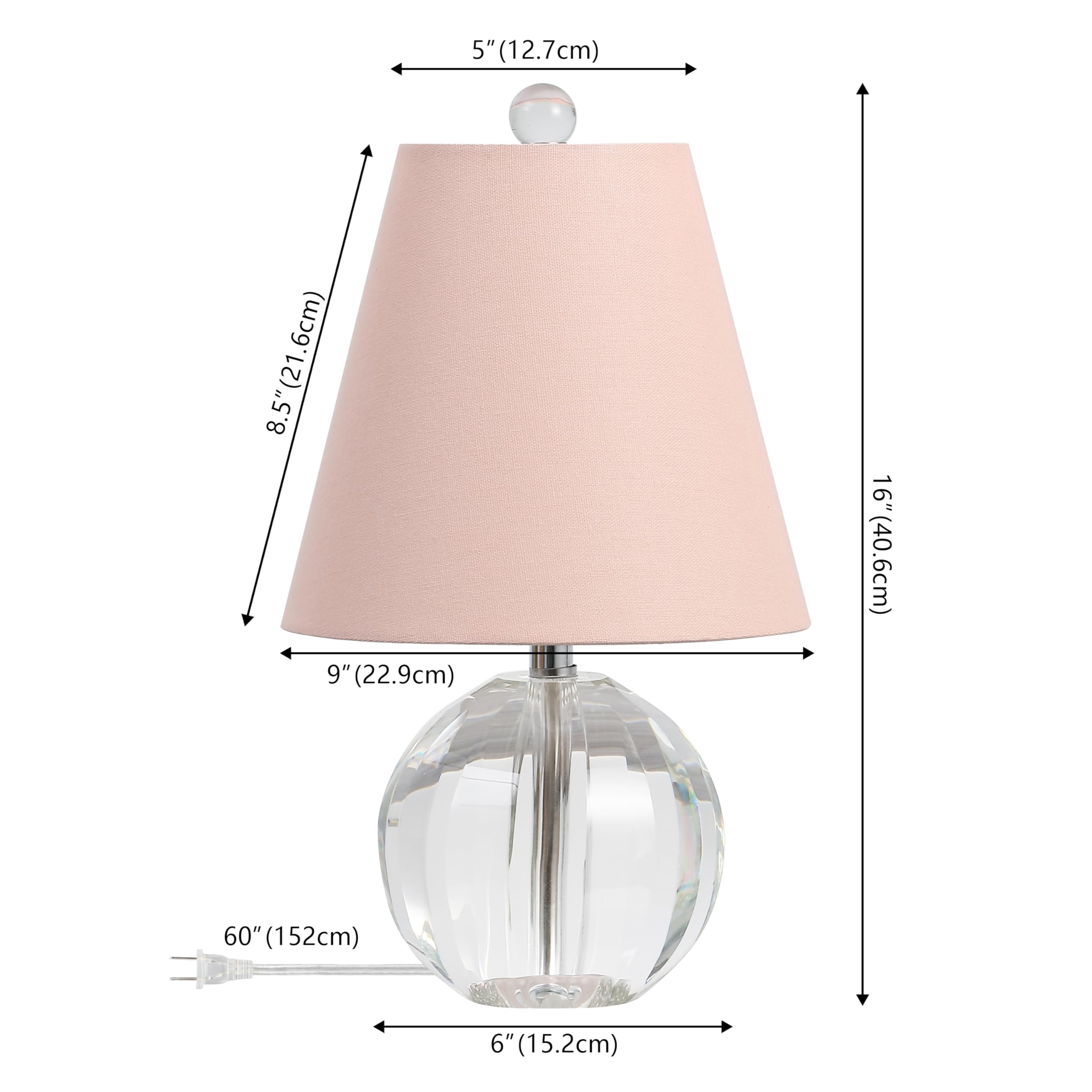 Jonathan Y Jyl2079C Goddard 16'' Crystal Ball/Metal Led Table Lamp For Bedroom, Living Room, Office, College, Book Case, Nightst