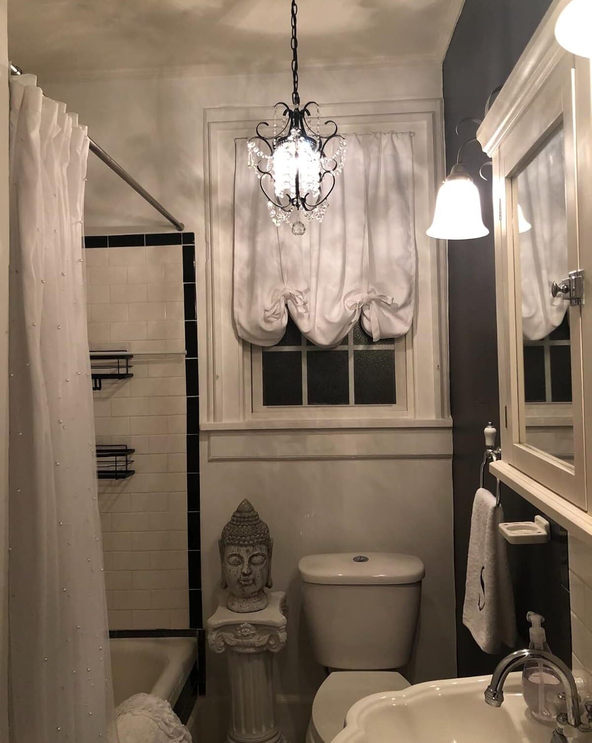 riomasee Mini Bronze Chandelier (1 Light,11-Inch),Small Chandelier Crystal Ceiling Light Fixture for Bedroom,Girls Room,Bathroom