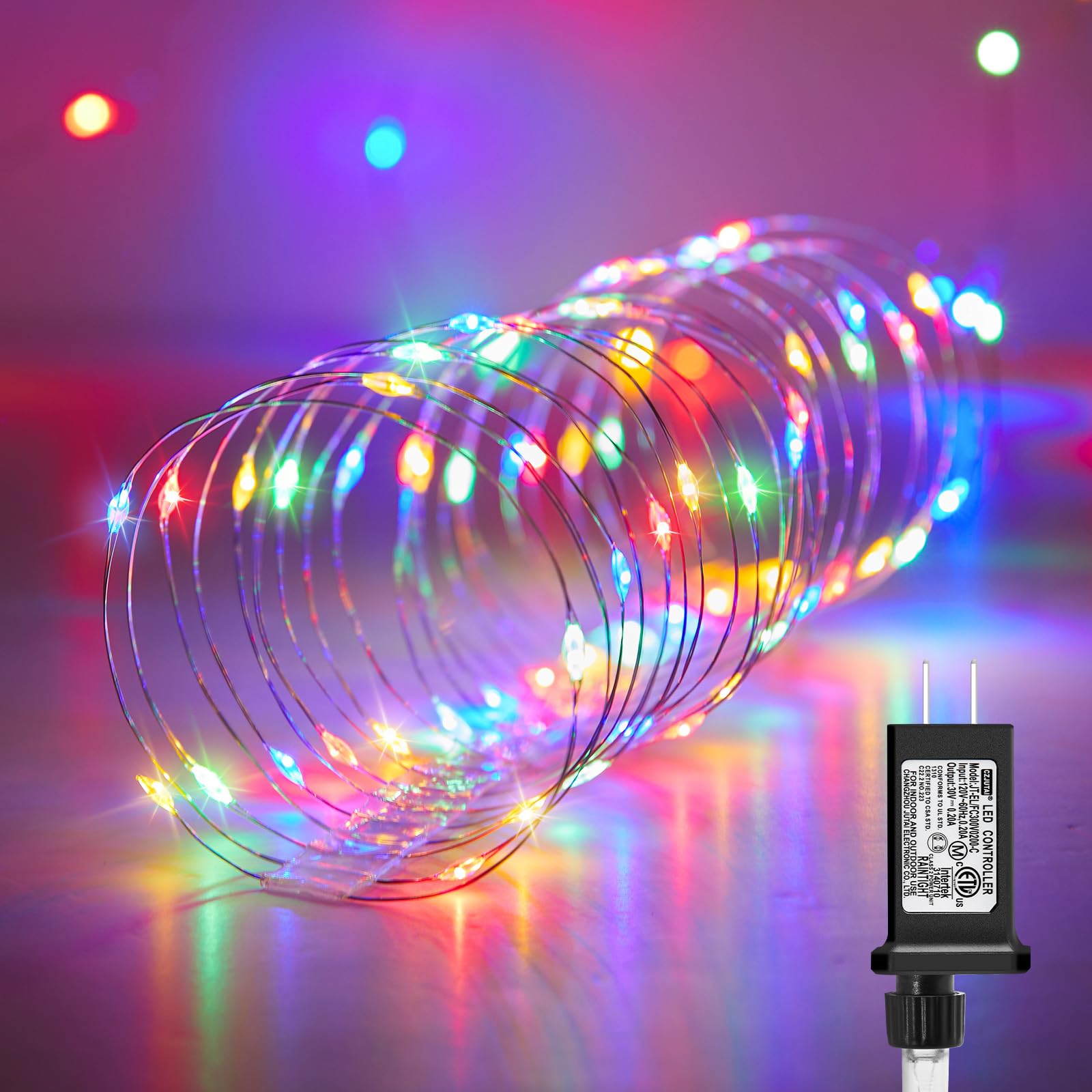 Minetom Multicolored Fairy String Lights, 40 Ft, 120 Leds, Waterproof Copper Wire For Diy Christmas, Party, Wedding, Indoor Decor