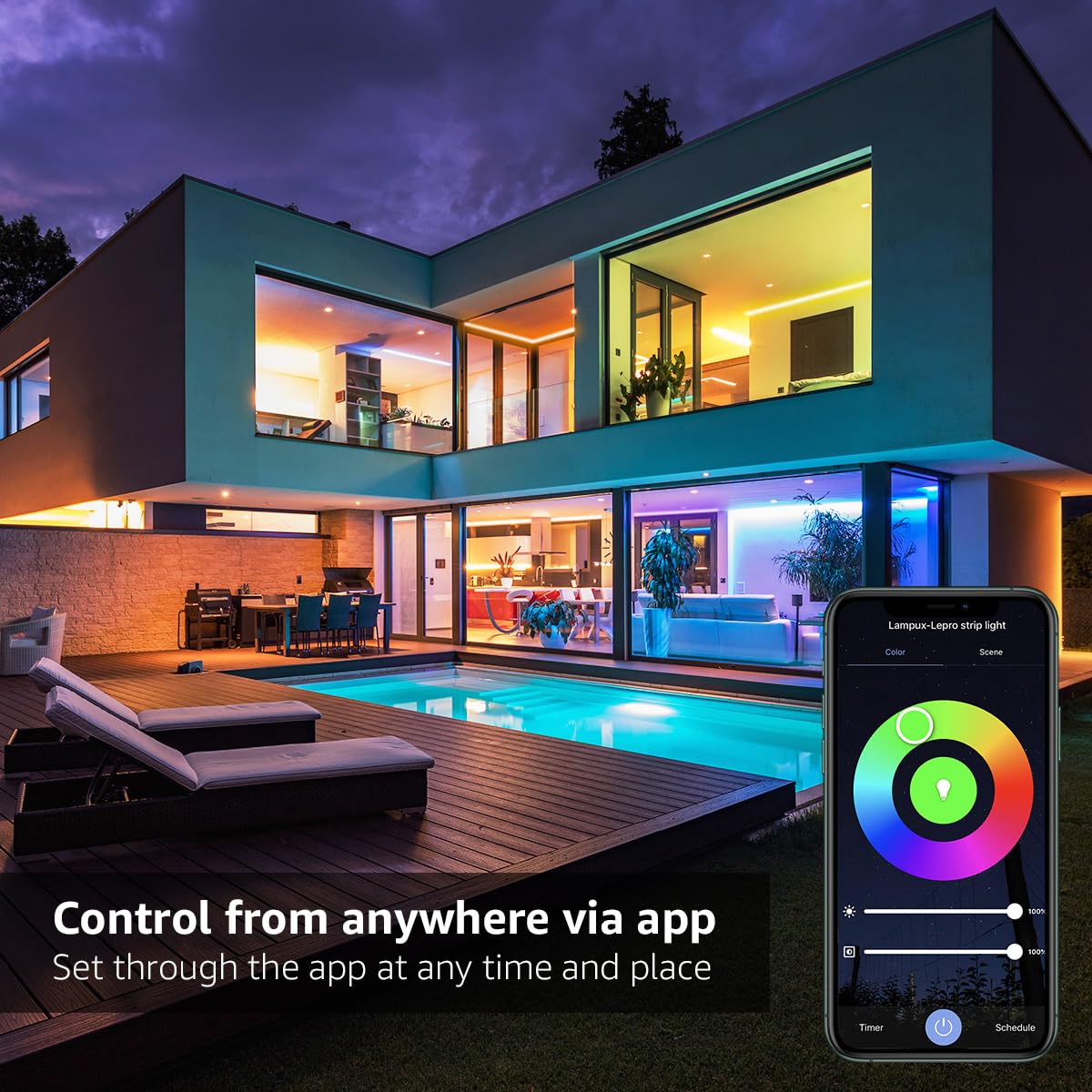 Lepro LED Strip Lights 32.8ft - Smart RGB Light Strips with App Control & Music Sync for Bedroom Party
