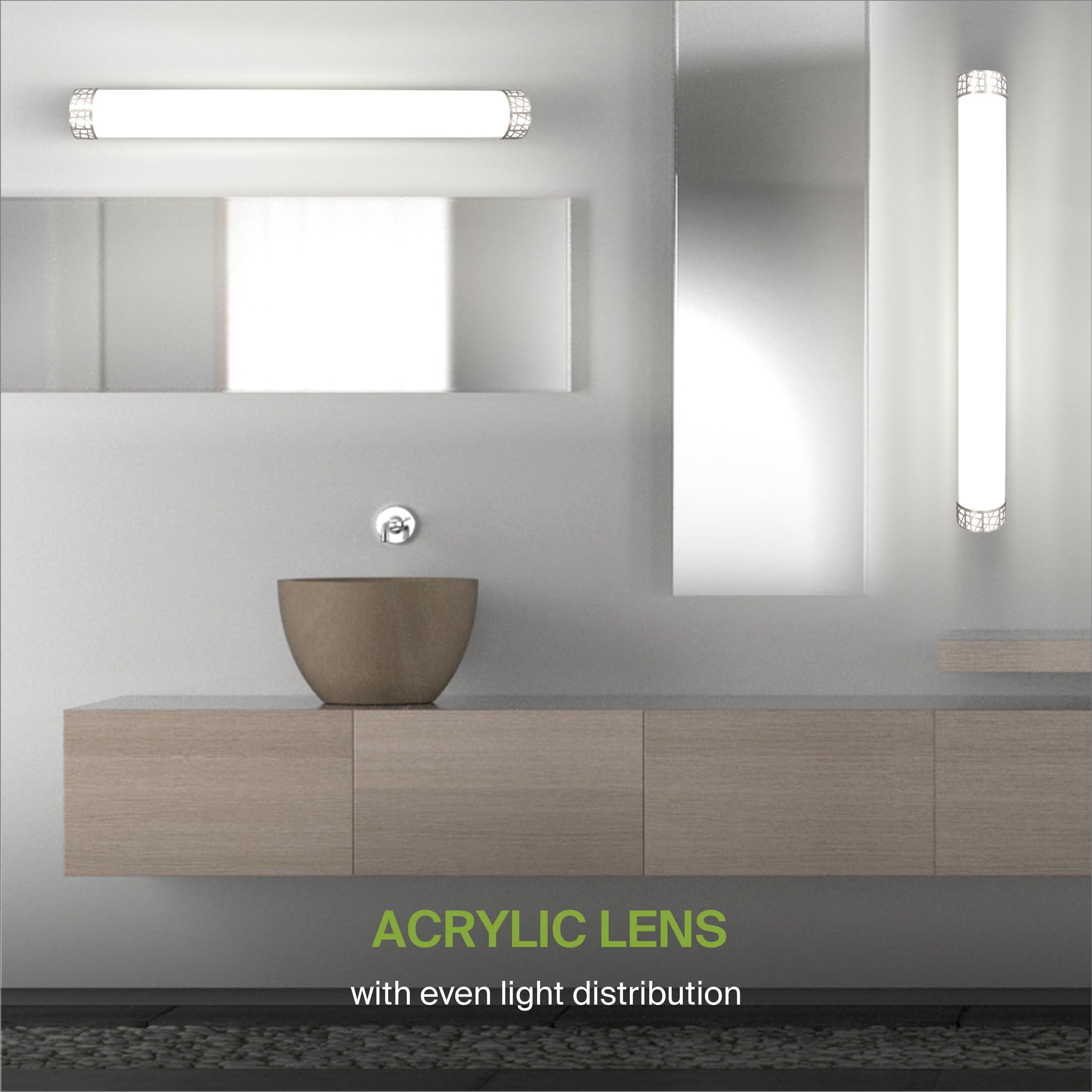 ASD 48 Inch LED Bathroom Vanity Light - Modern Dimmable Brushed Nickel - 2 Pack - Steel & Acrylic