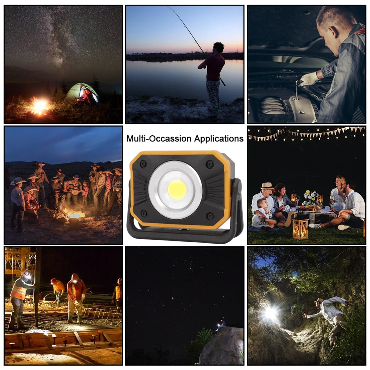 Sunzone Rechargeable Led Work Light,Portable Flood Light With Magnetic Base,Super Bright Waterproof For Camping,Hiking,Car Inspe