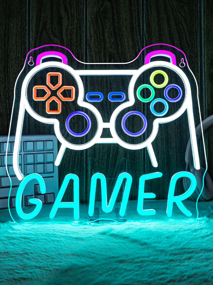 Horseneon Gamer Neon Sign Led Lights Wall Decor For Gaming Rooms Neon Signs  Esports Setups & Gamer Caves  Usb-Powered With Adjustable Brightness  Retro Arcade Lighting