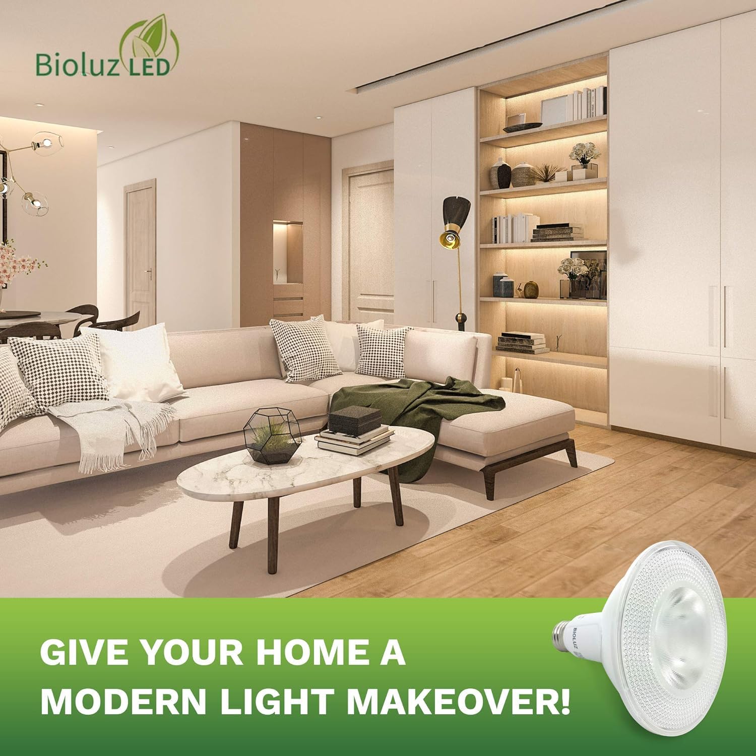 Bioluz LED PAR38 Light Bulb 90W Equivalent, 13W, 3000K Soft White, 1050 Lumens, 4 Pack, Dimmable, Indoor/