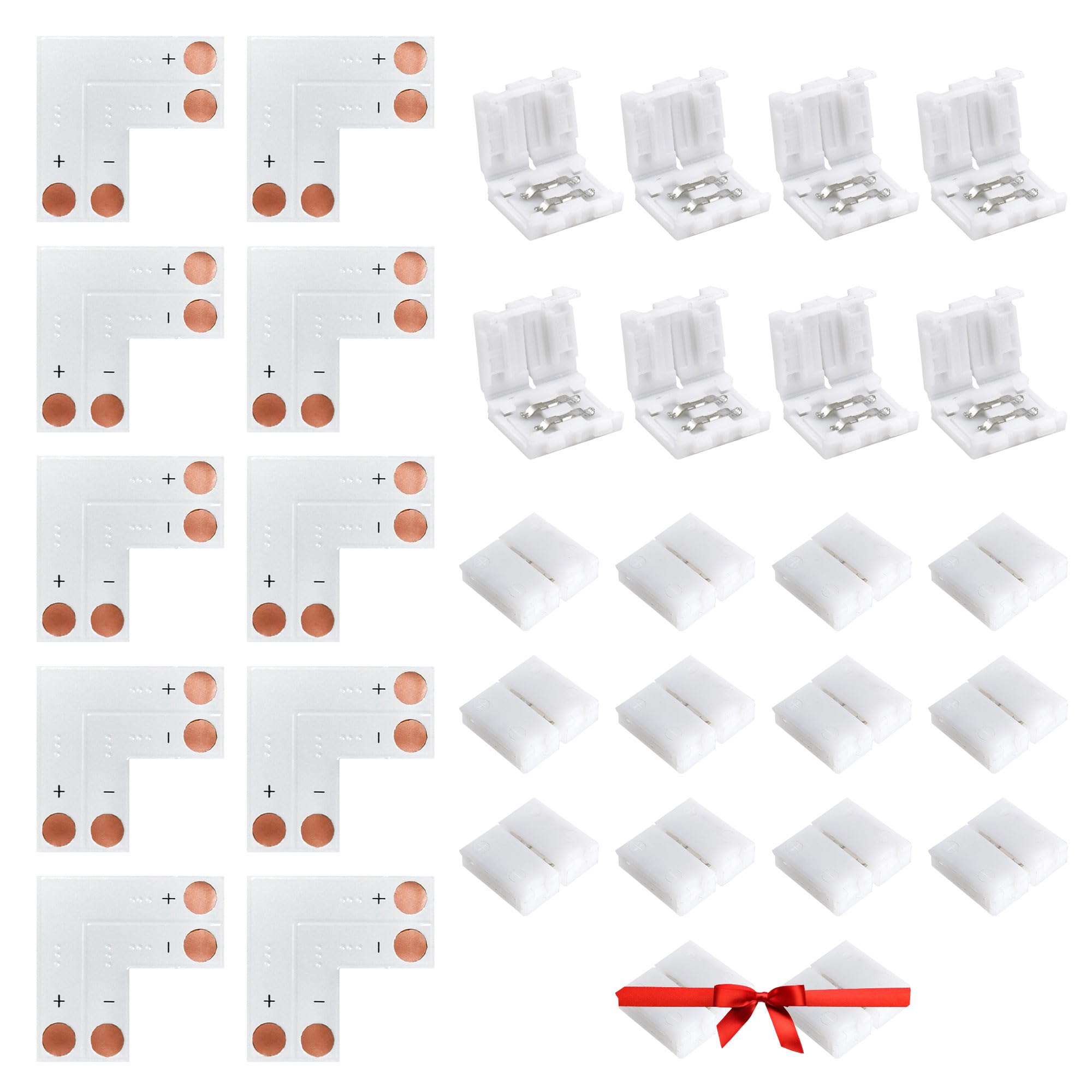 JACKYLED 8mm 2 Pin LED Strip Connectors Lights Connector, L Shape Gapless Solderless Connectors LED Adapter Light Extension Conn