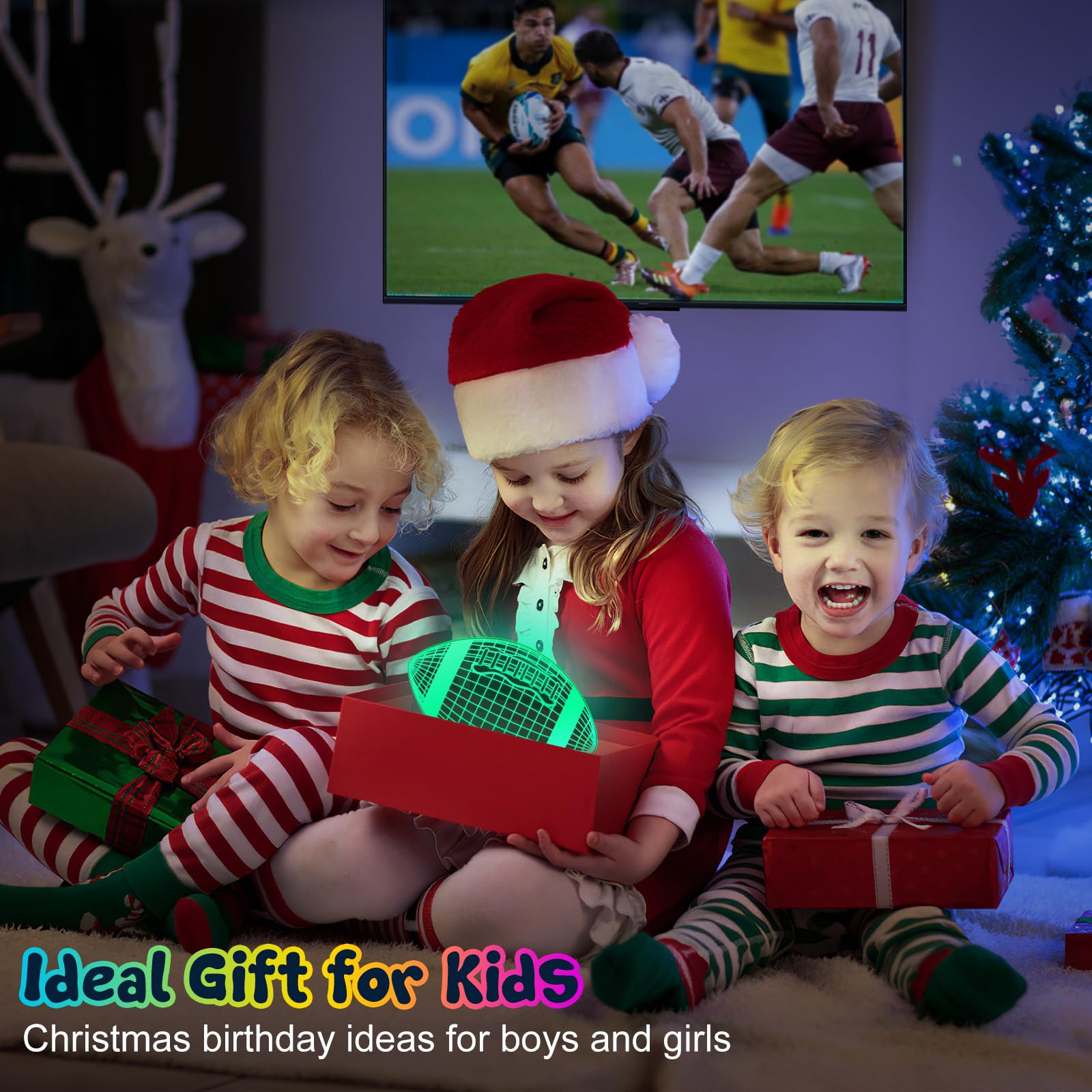 Linkax Football Gifts Stocking Stuffers For Kids Teens Boys Girls  Rugby 3D Illusion Night Light Christmas Gifts For Kids  6 7 8 9 10 11 12 13 Year Old Birthday Presents Room Decor  Toys For Ages 8-13