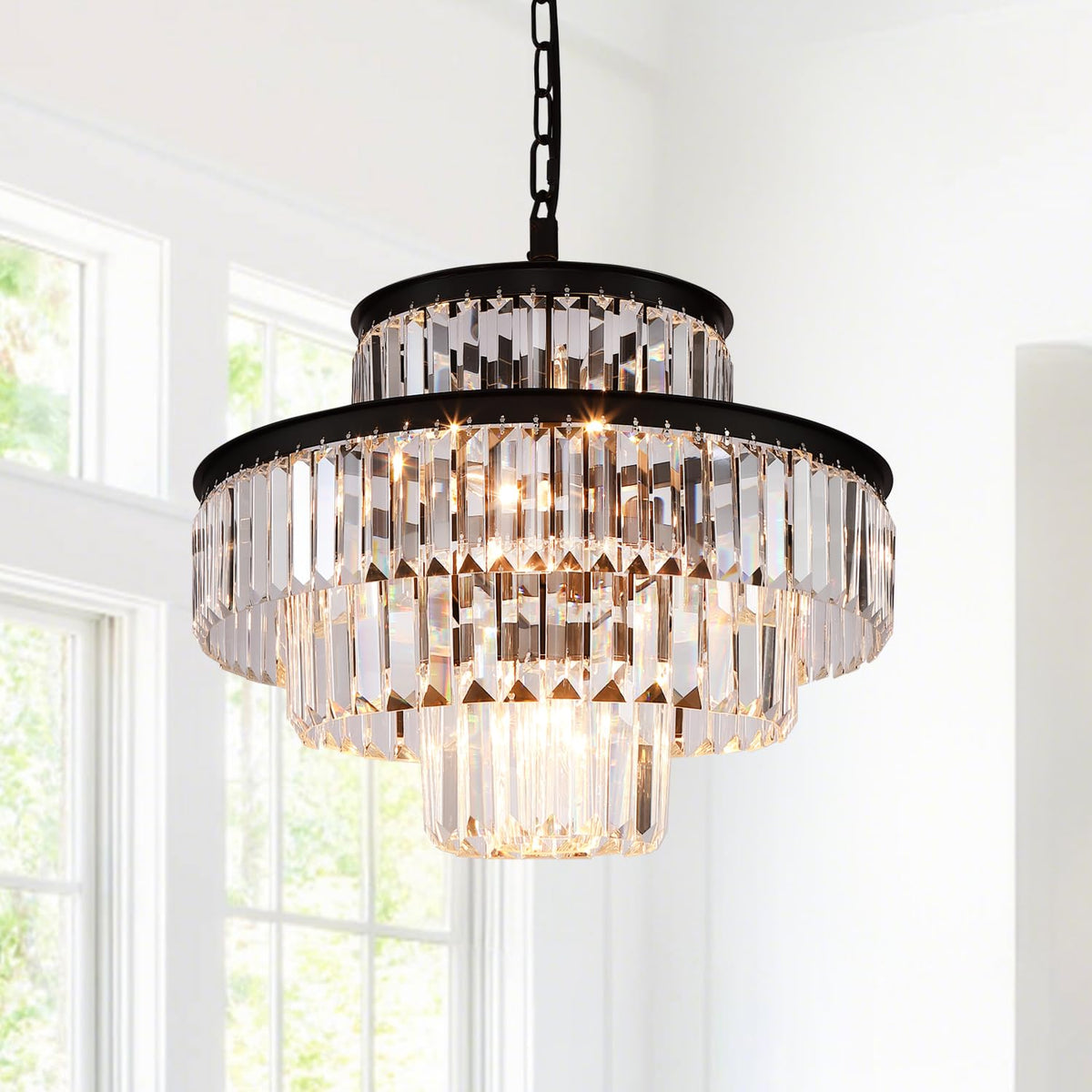 GMlixin Black Luxury Crystal Chandelier Modern Chandeliers Lights ...