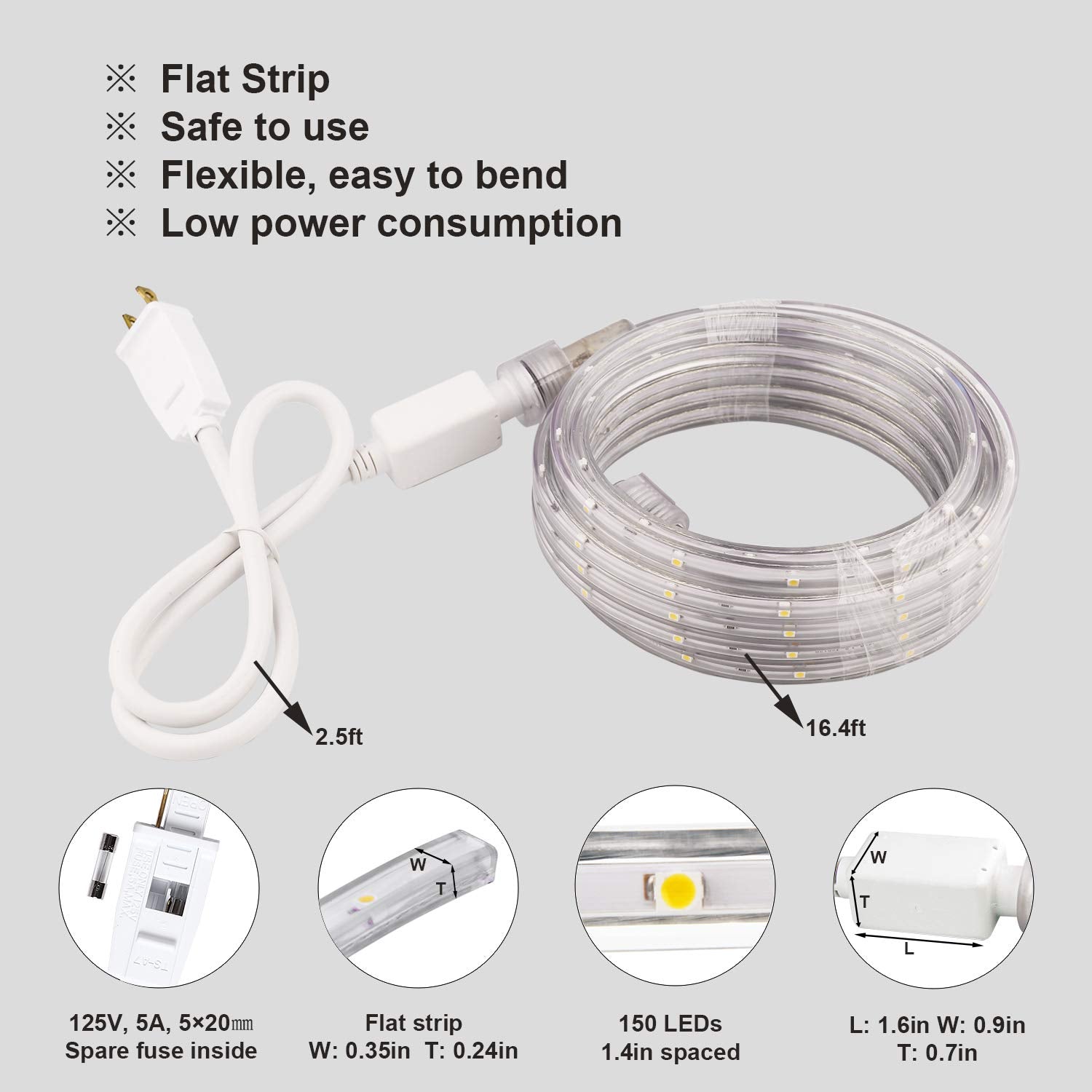 Areful Led Strip Lights, 33Ft Waterproof Flexible Rope Lighting, Warm White, Model Led-2W-6X9-16.4Ft-Ww For Outdoor/Indoor Décor