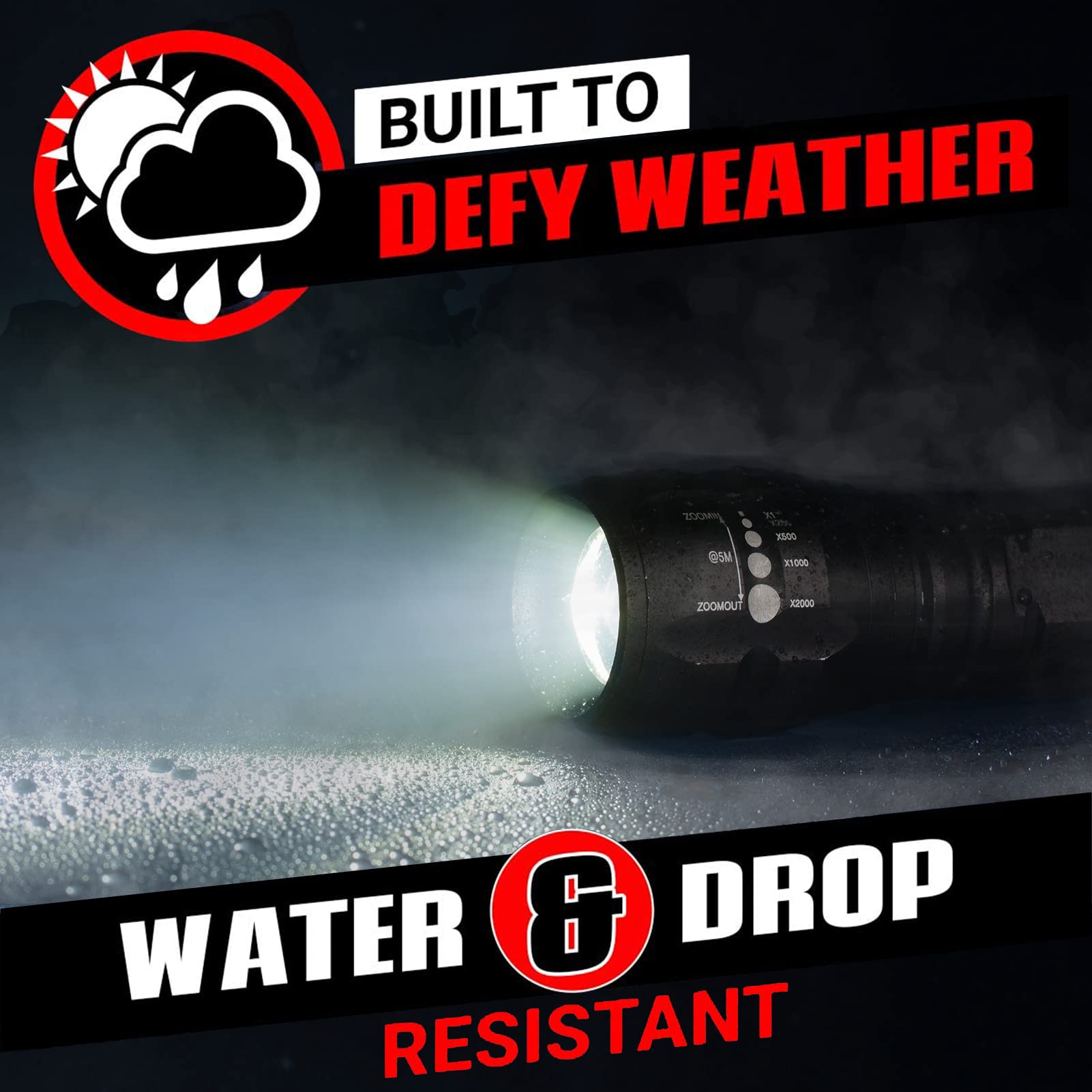 GearLight S1000 LED Flashlight - Bright, Zoomable, 5 Modes, Aluminum, 1 Pack (Batteries Included) - Tactical Camping Accessory