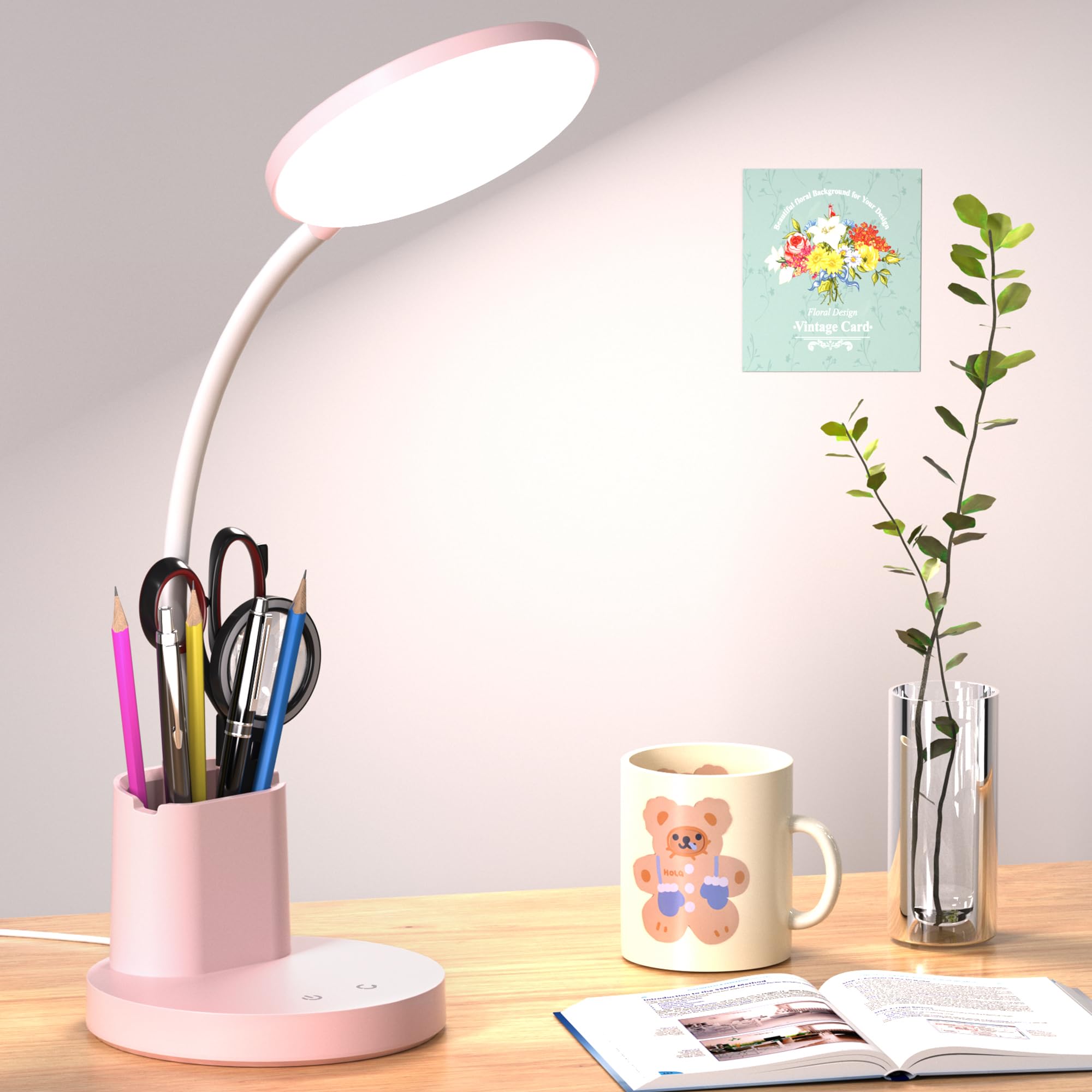 Vicsoon Desk Lamp, LED Desk Lamps for Home Office, Touch Table Lamp with 3 Color Modes 360 Adjustable Arm, Dimmable Desk Light w