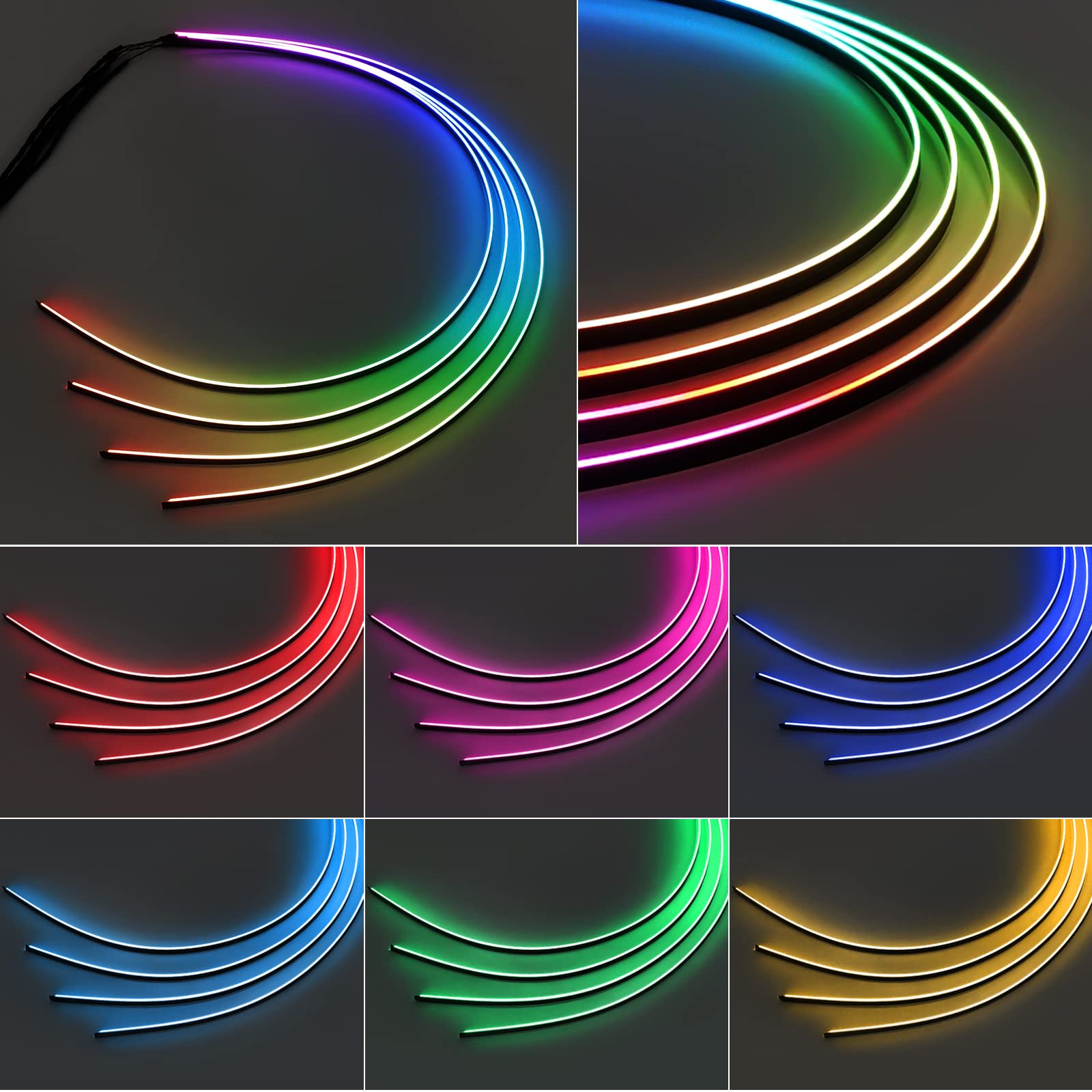 MAODANER Dreamcolor Acrylic LED Strip Light 14-inch for Main Controller, Not Included - Ideal for Interior Car Lighting