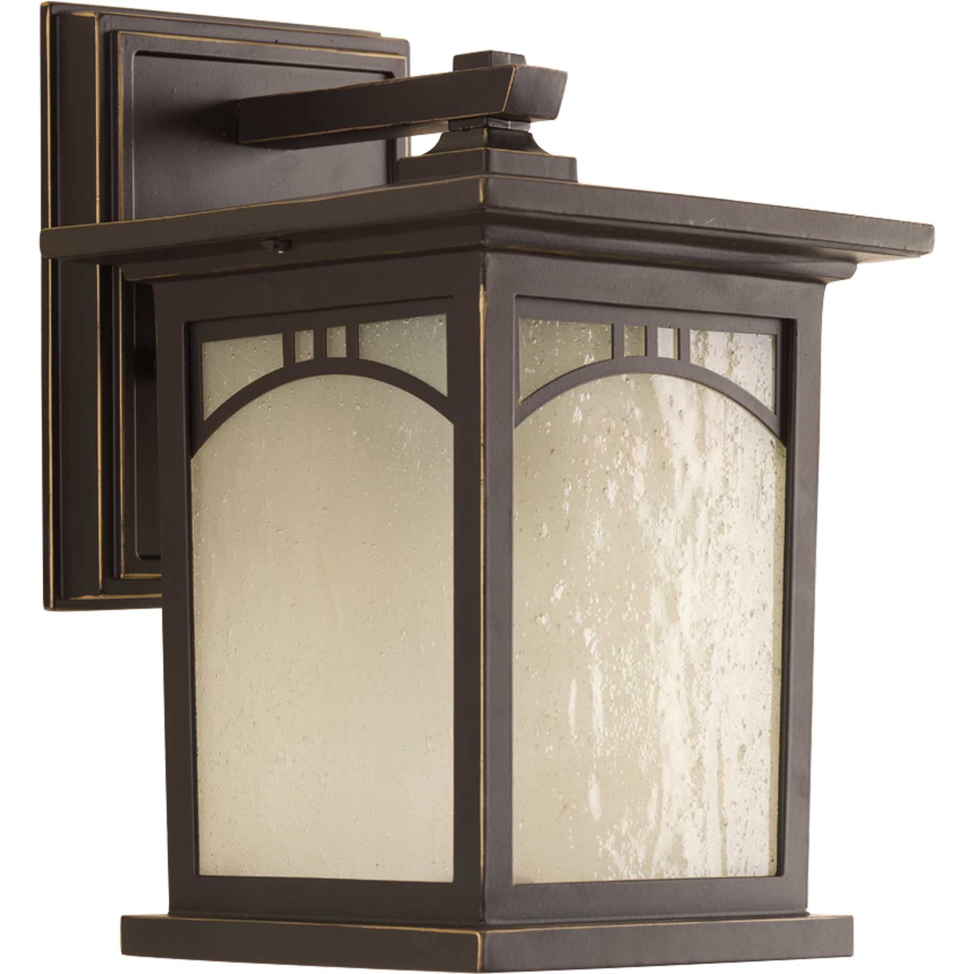 Progress Lighting 1-Light Outdoor Wall Lantern Antique Bronze 6in Umber Glass P6052-20