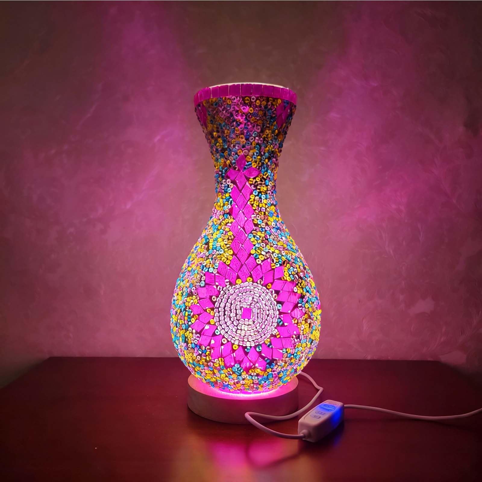 wpdash Holiday Gift Turkish Moroccan Vsae Table Lamp - USB Power Table Lamp for Bedside Comfort Creating a Entryway or Adding Ma