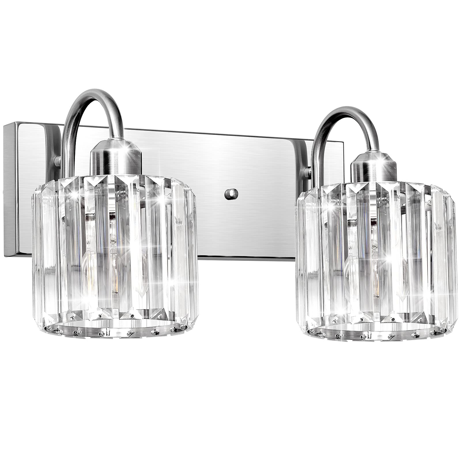 Valytime Bathroom Vanity Light, 2-Light, Brushed Nickel, Dimmable, E26 Socket, 13.78x7.09x8.28 inches, Model 790832