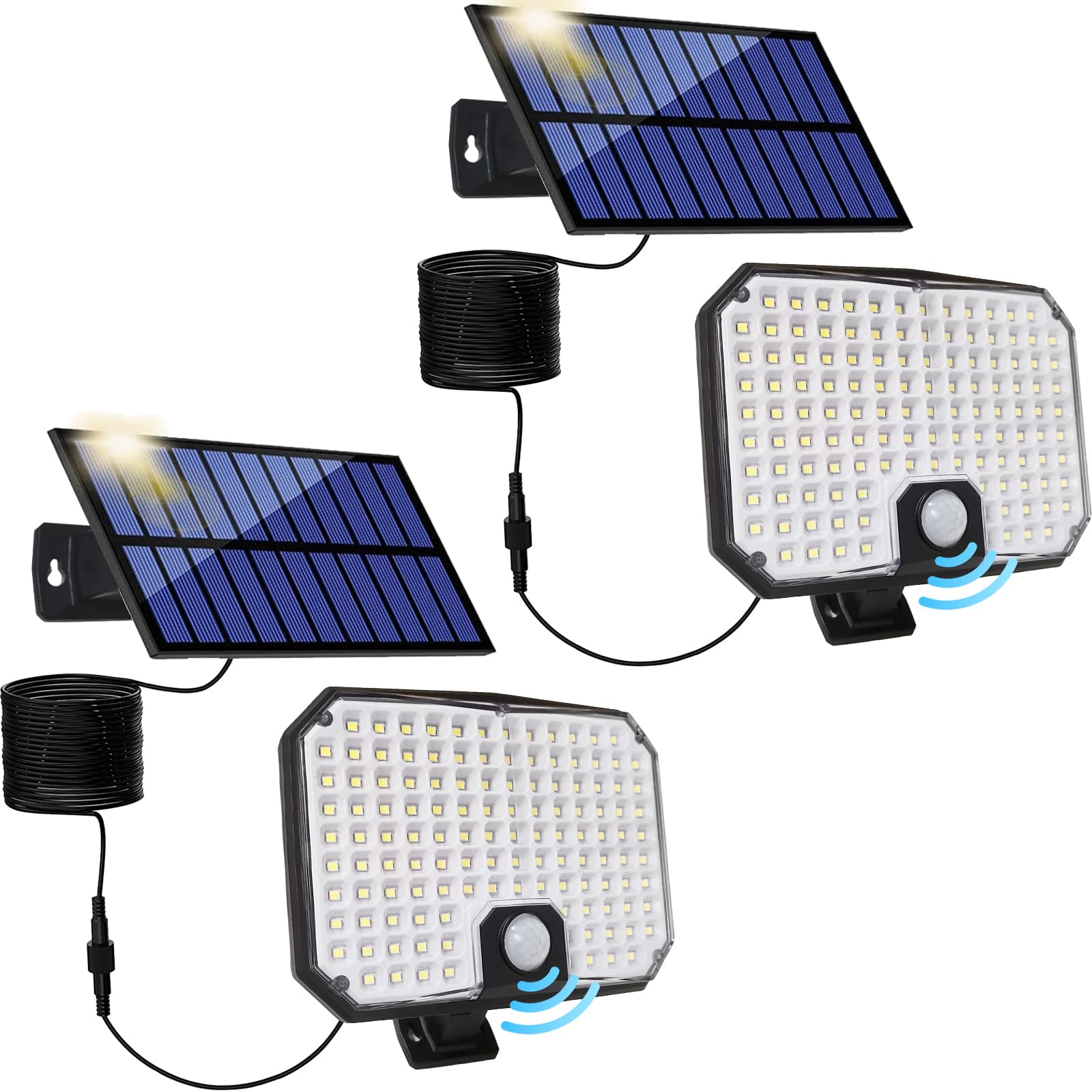 Qqarorsun Solar Motion Detector Lights, Solar Shed Light With Separate 16.4Ft Cord Solar Panel, 3 Modes Dusk To Dawn Solar Security Lights For Outdoor Porch Or Shed Garage Barn (Qqa-1812-2P)