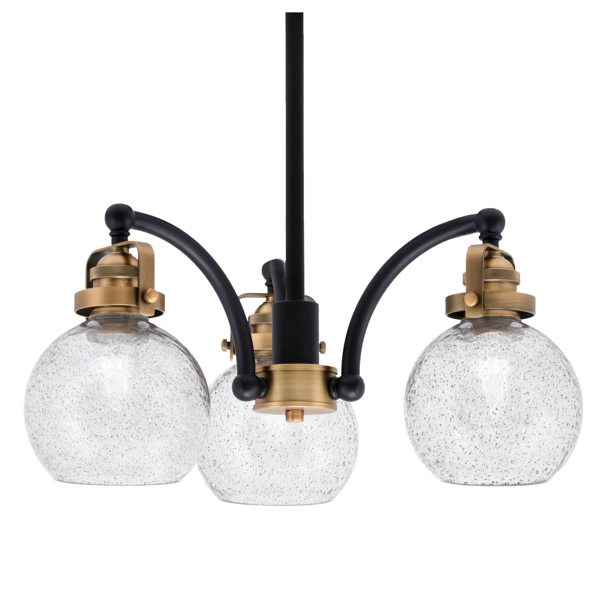Easton Downlight, 3 Light, Chandelier Shown In Matte Black & Brass Finish With 5.75&quot; Smoke Bubble Glass