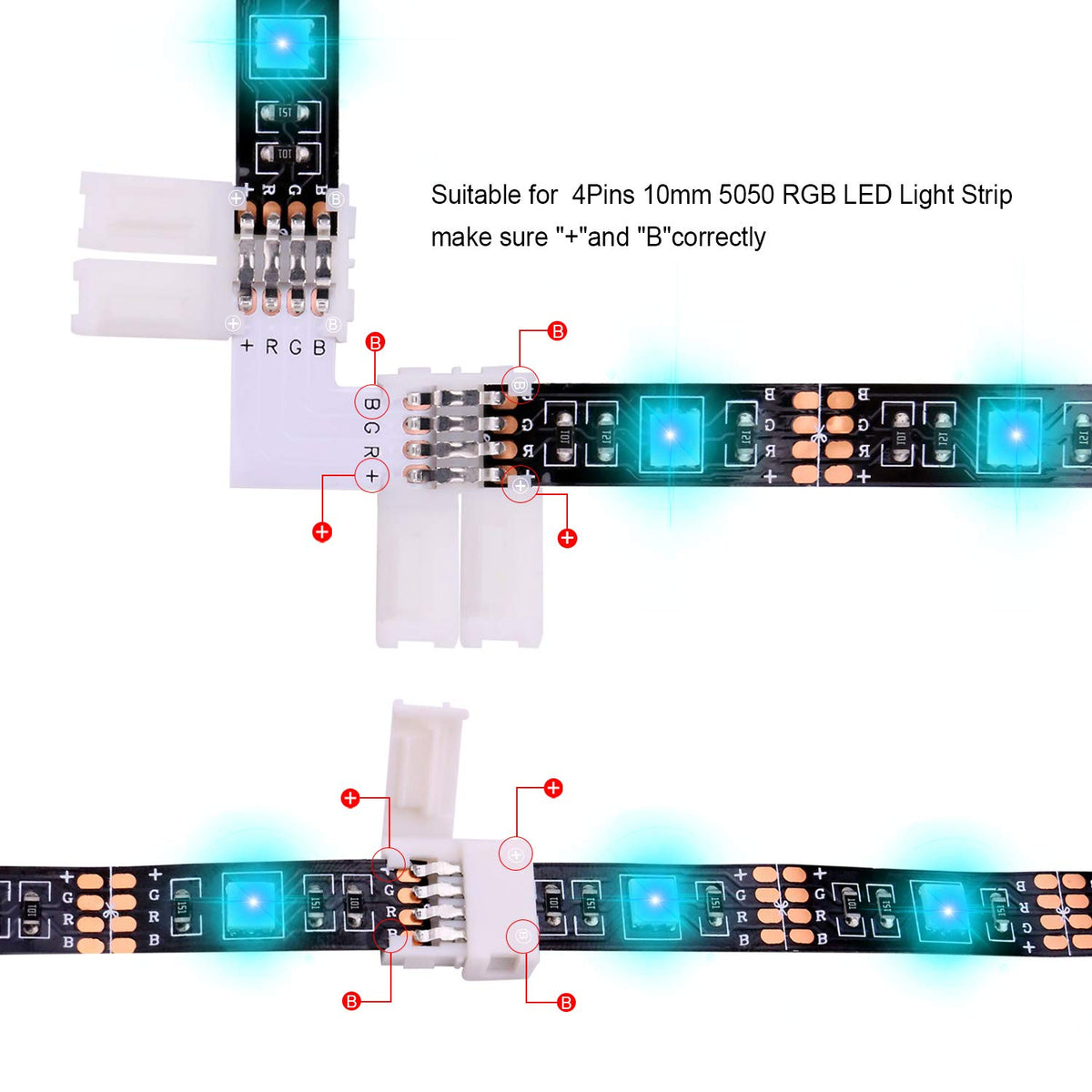 Led Digital Pin Icreating Led Strip Connectors 4 Pin Rgb Led Light Connectors Kit Incl ...