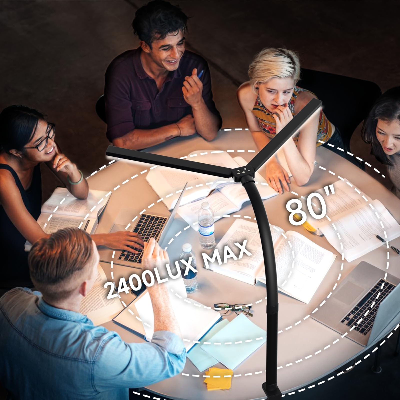 SKYLEO Led Desk Lamp for Home Office - Eye Caring Architect Desk Light with Clamp - Computer Monitor Light with Stepless Dimming