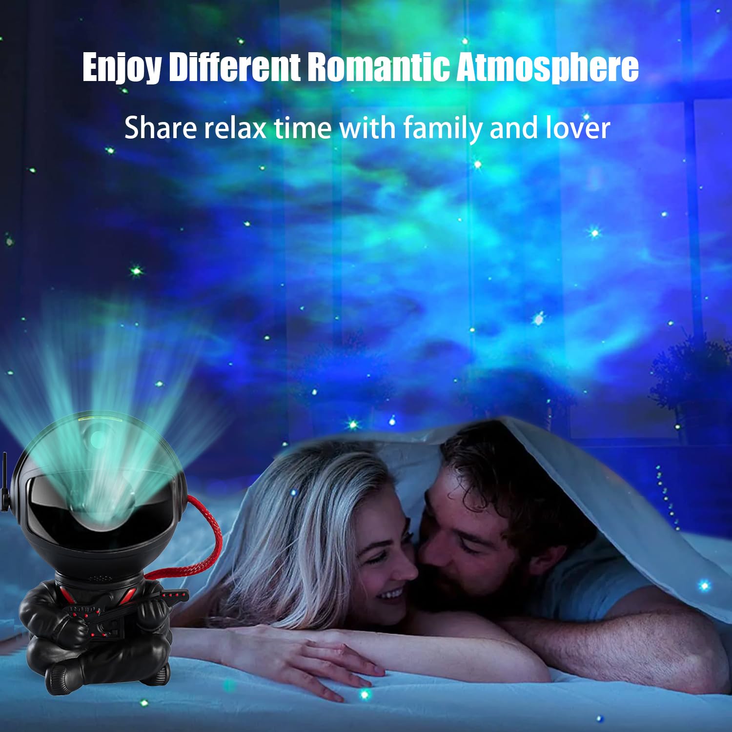 HLKZine Astronaut Star Projector - Galaxy Night Light, Small, Black, Model HR-F2, Remote Control, Perfect Gift for Kids and Special Occasions