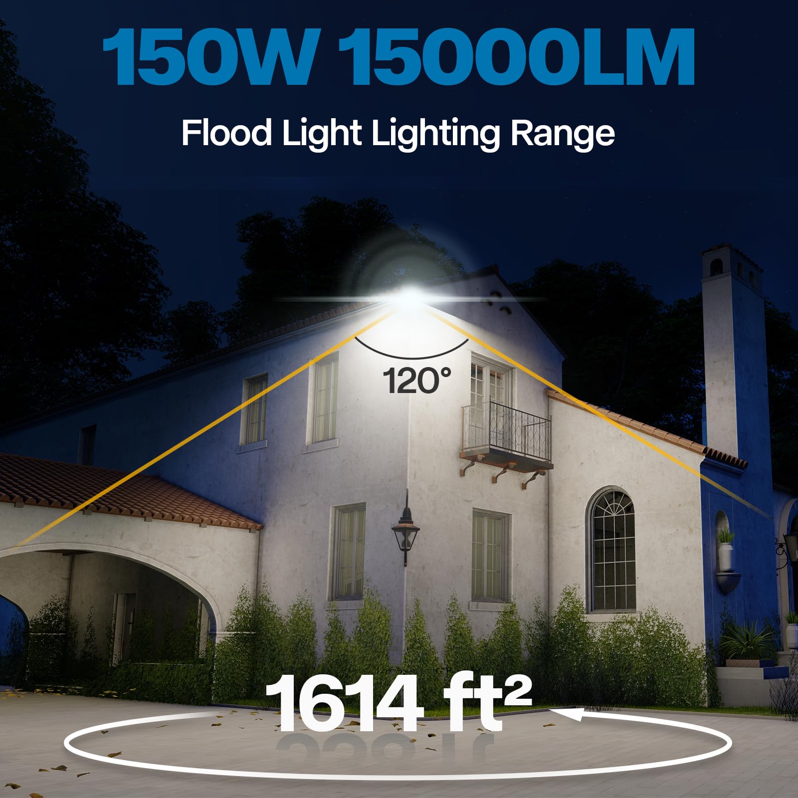 Leddictive 150W LED Flood Lights Outdoor, 15000LM, IP65 Waterproof, 2 Pack, 6000K for Garage, Yard, Lawn, Garden