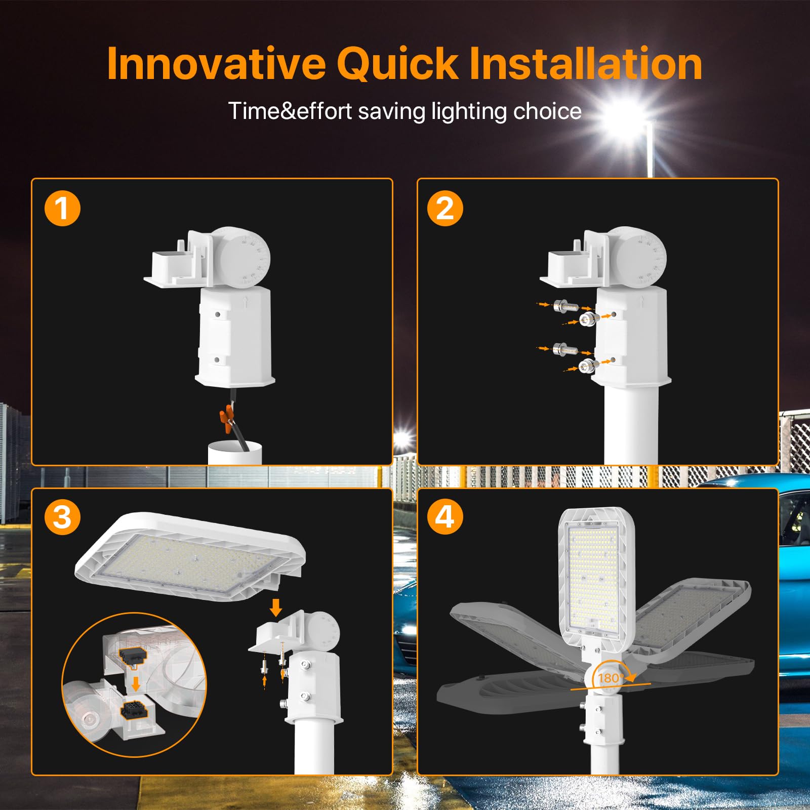 Demilare 200W Led Parking Lot Light, 30000Lm Led Lights Outdoor With Adjustable Slip Fitter Mount, 5000K Ip65 150Lm/W Dusk To Da