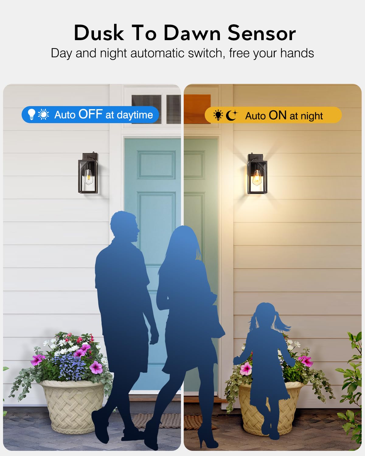 VIANIS Outdoor Wall Sconce Lantern, 2 Packs, Oil Rubbed Bronze with Gold Trim, Aluminum, Standard D2D, Model V81112BRG