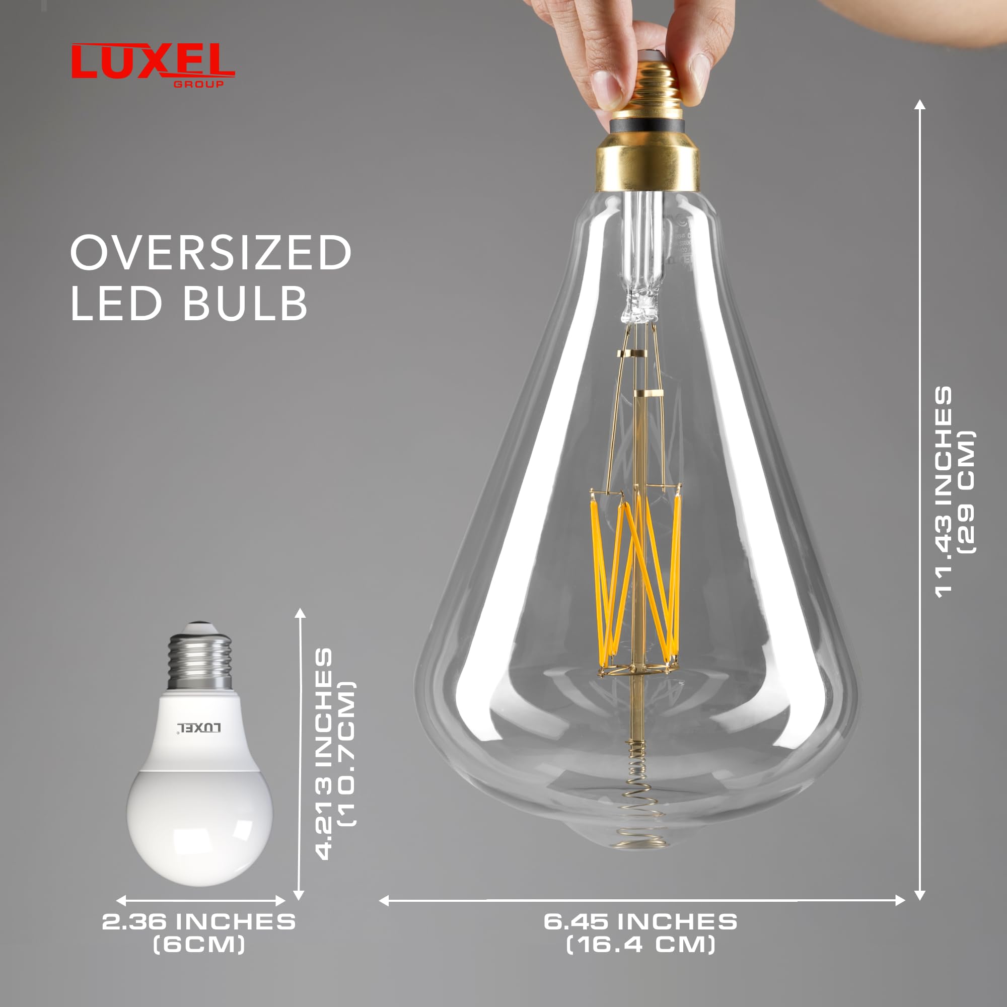 Oversized Edison LED Light Huge Bulb Vintage ST164-8.8W Equivalent 60W - Dimmable 2200K Warm Glow 550 Lumens - E26 Base Antique