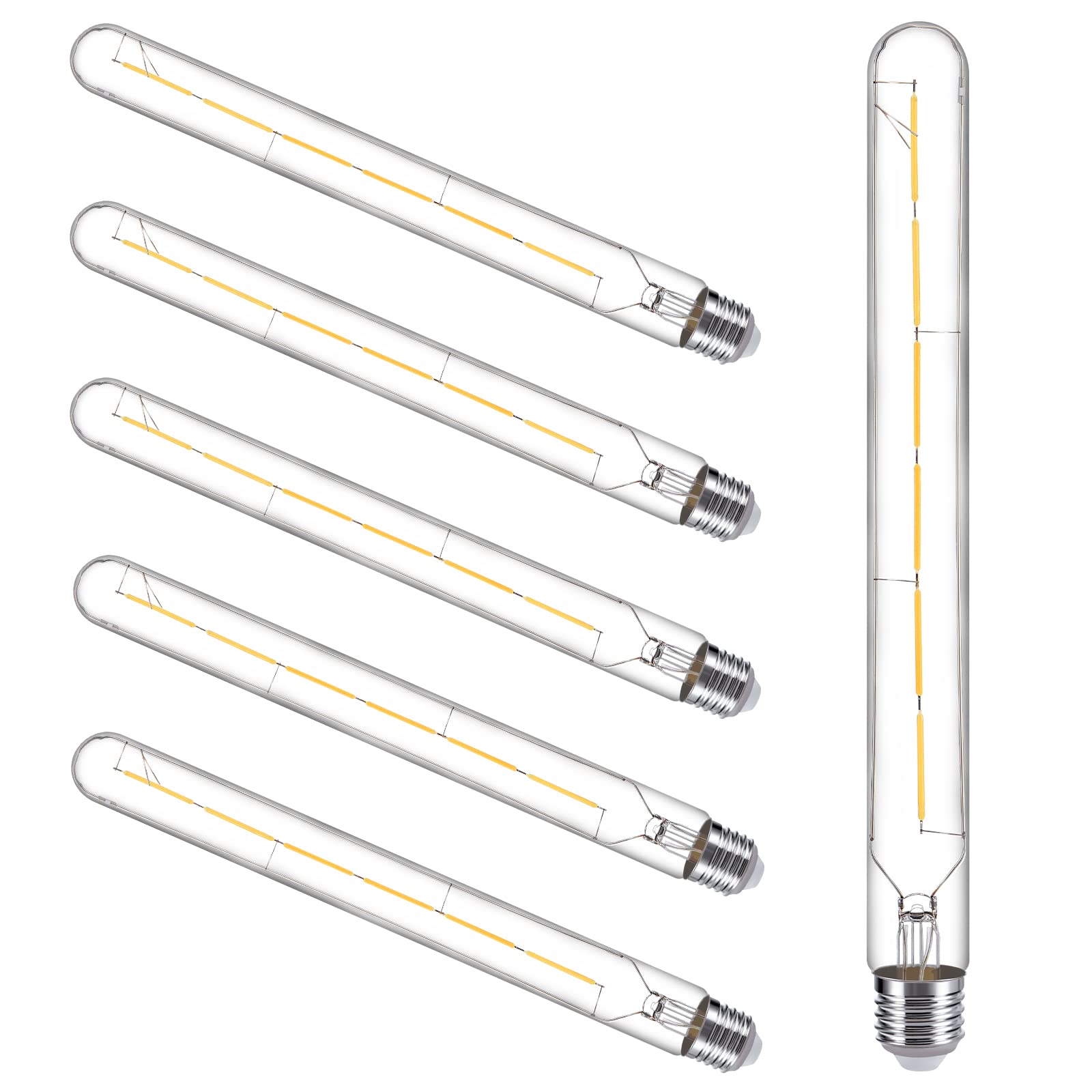 Tianshq Dimmable Antique T30 Tubular Bulb Warm White Edison Led Long Tube Bulb E26 Style Vintage Led Filament Light Bulb Pack Of