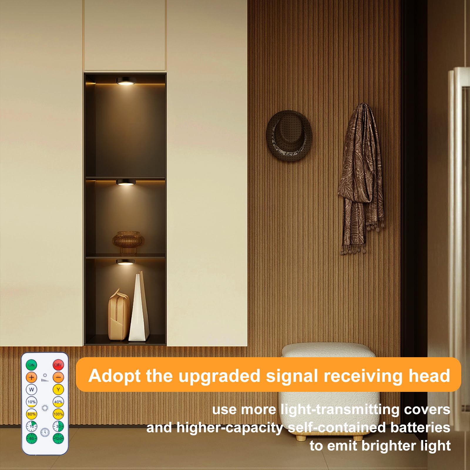 Loinsglim Puck Lights With Remote Control, Wireless Led Puck Light For Kitchen,Battery Operated Under Cabinet Lights, Under Coun